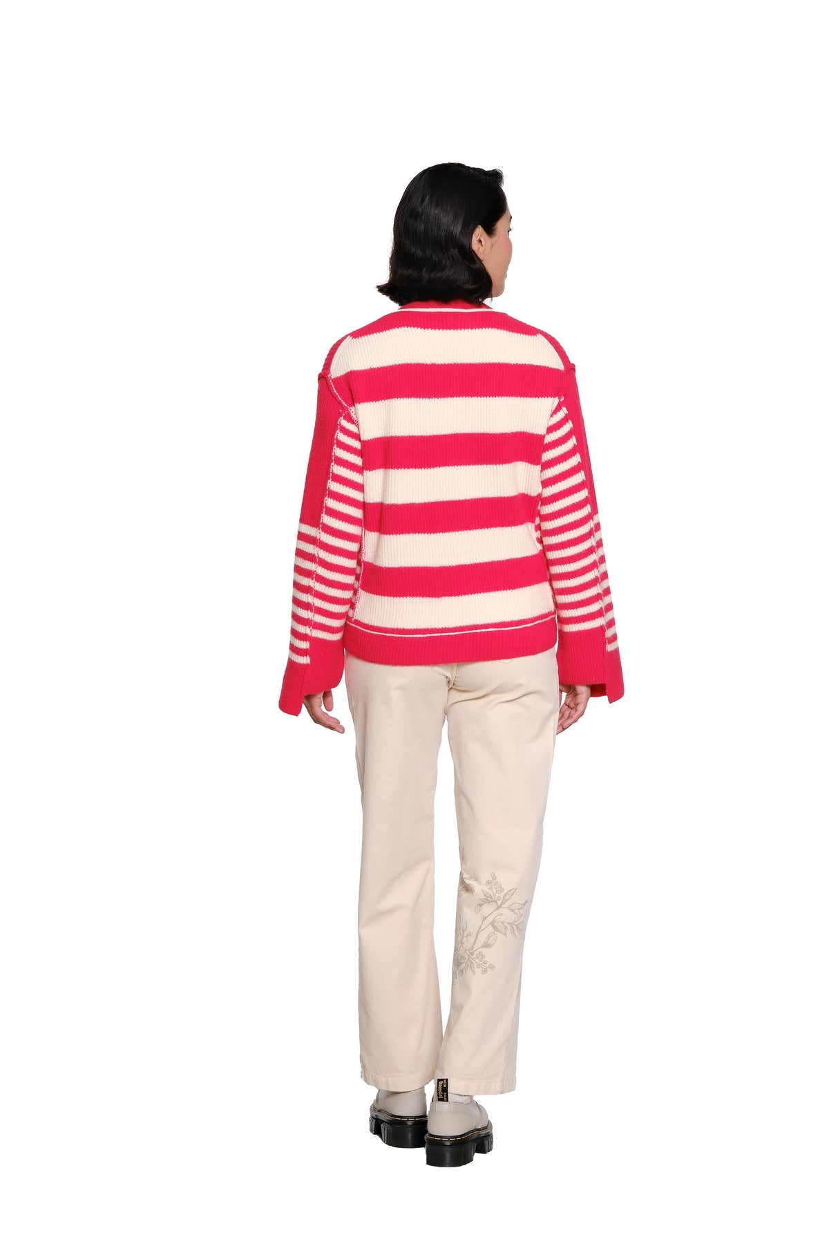 Red Stripe Button Front Cardigan
