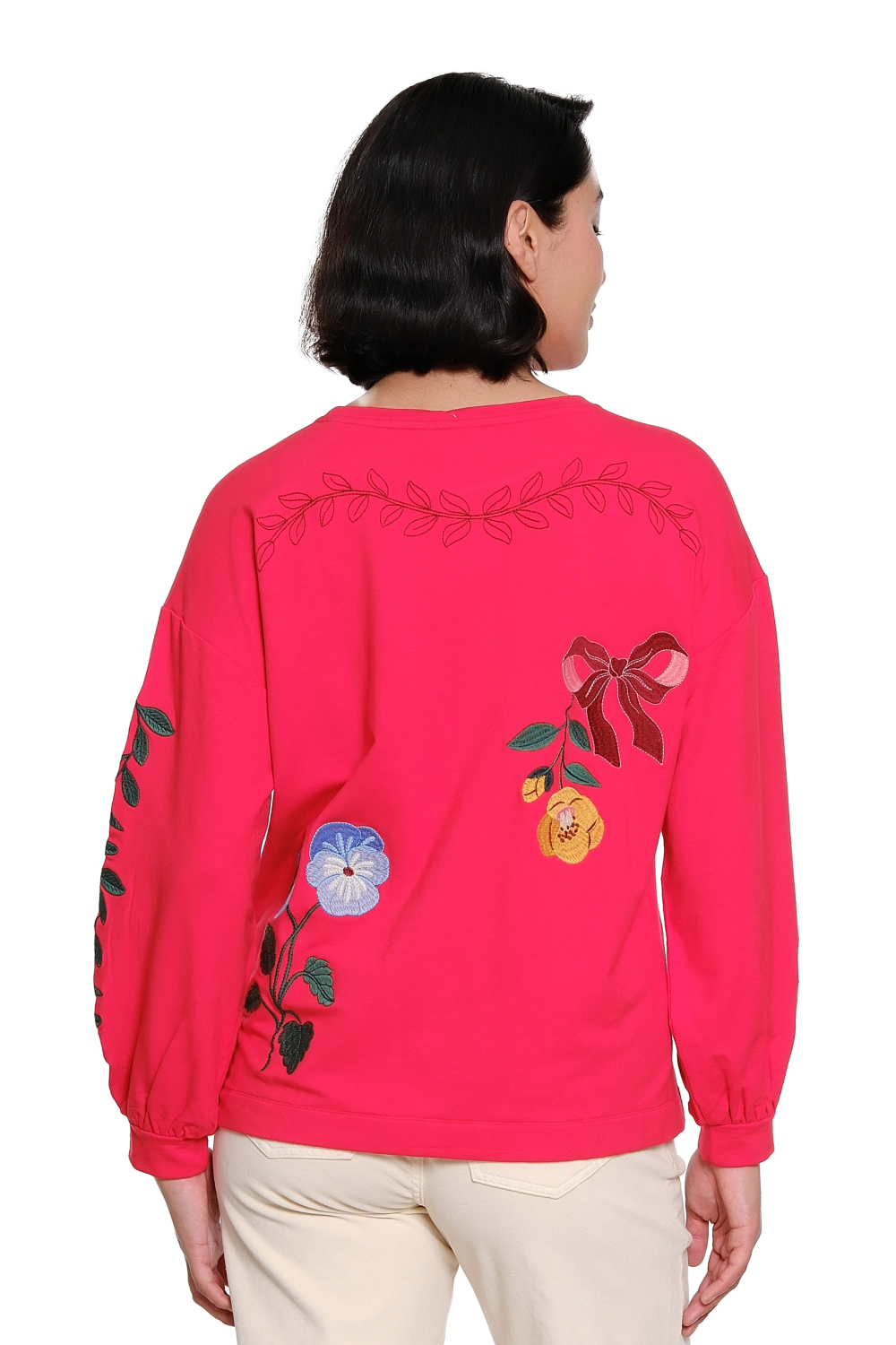 Red Embroidered Sweatshirt