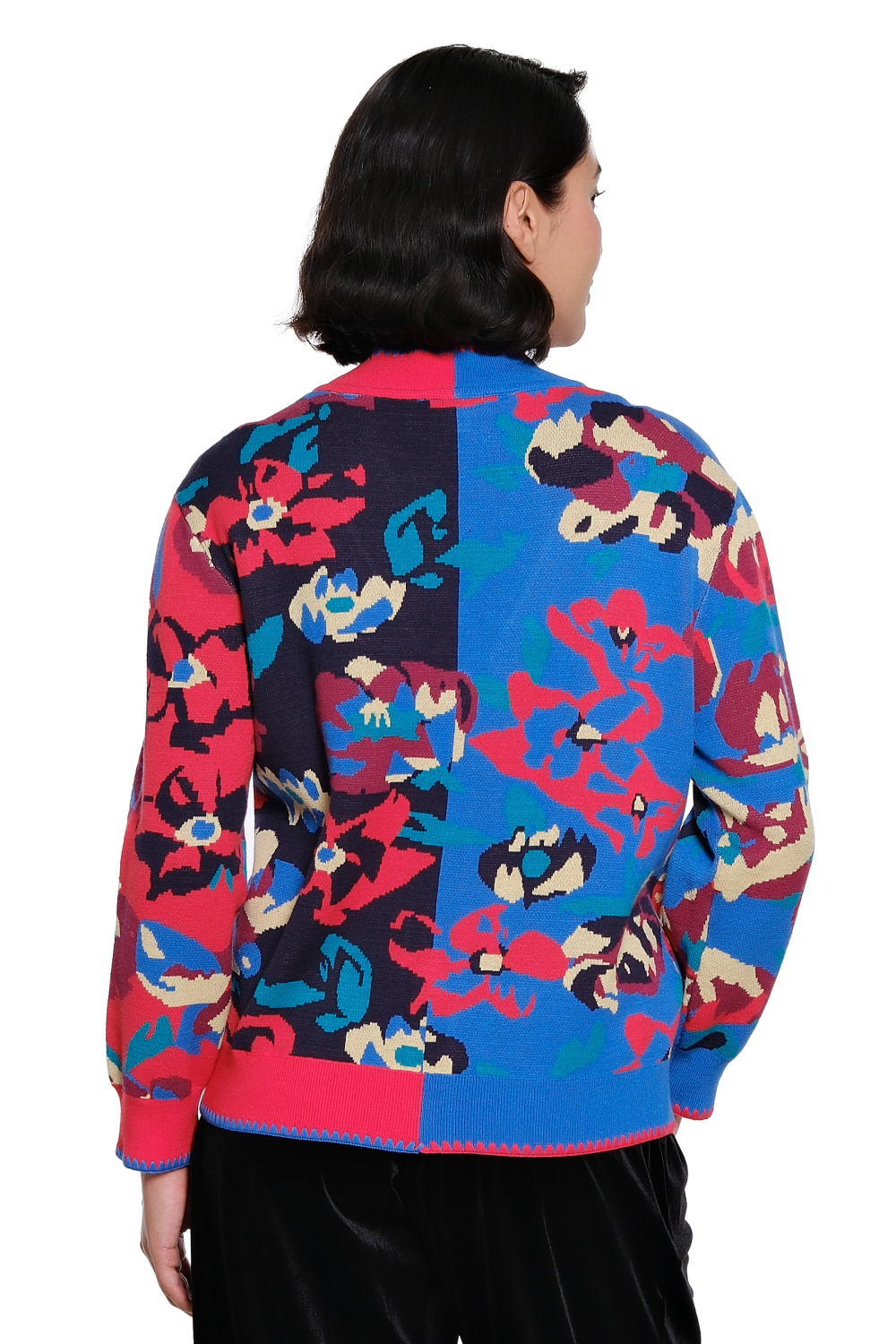 Multi Intarsia Button Front Sweater
