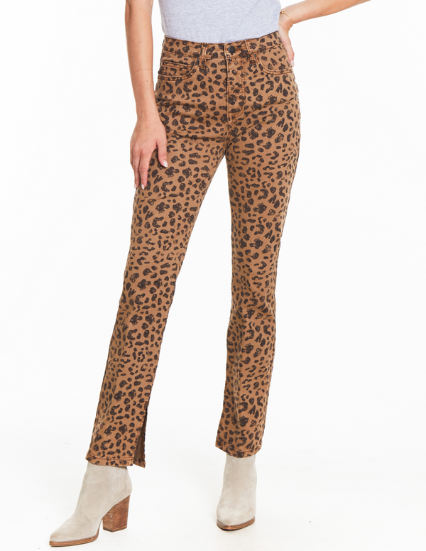 Leopard Straight Jean - Brown