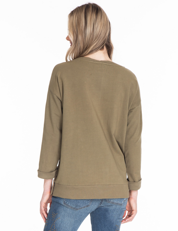 Patch Front Pullover - Herb
