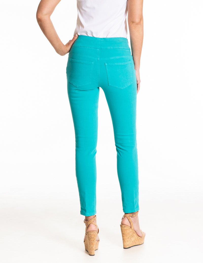 4 WAY STRETCH PULL ON SKINNY ANKLE JEAN - Bright Turquoise