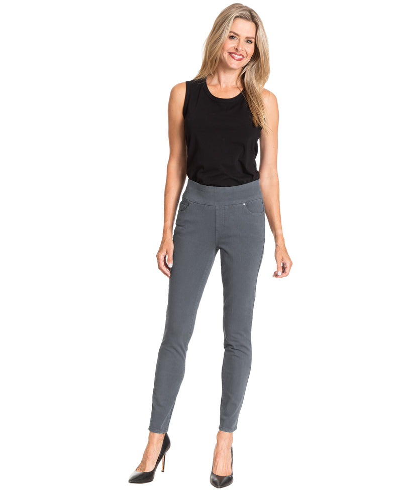 4 WAY STRETCH PULL ON SKINNY ANKLE JEAN - Graphite