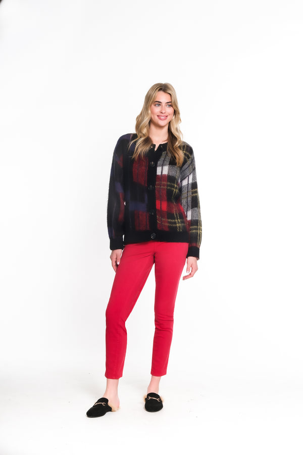 4 WAY STRETCH PULL ON SKINNY ANKLE JEAN - Ruby Red