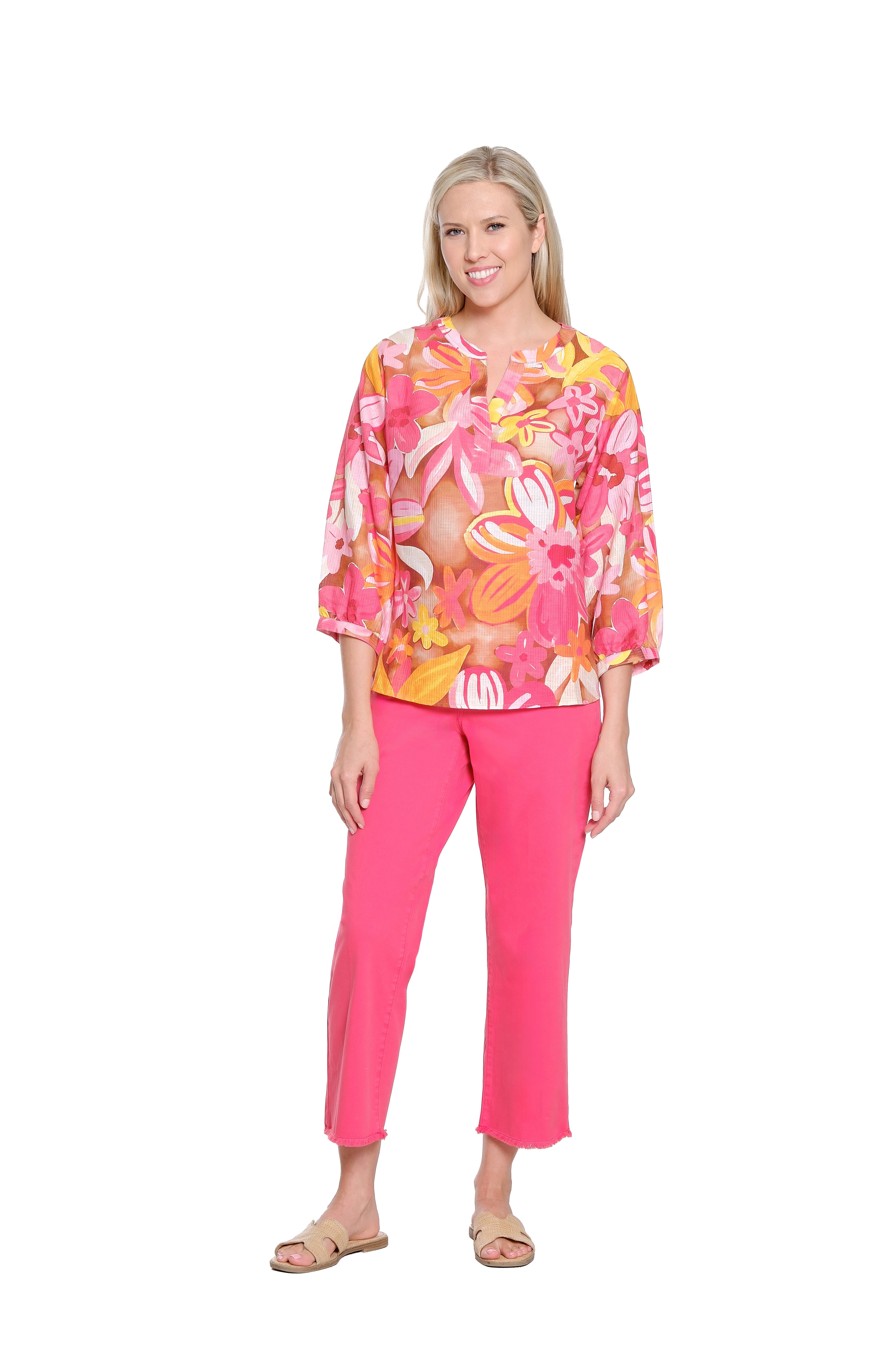 Wide Leg Crop with Pleated Patch Pocket Detail - Red