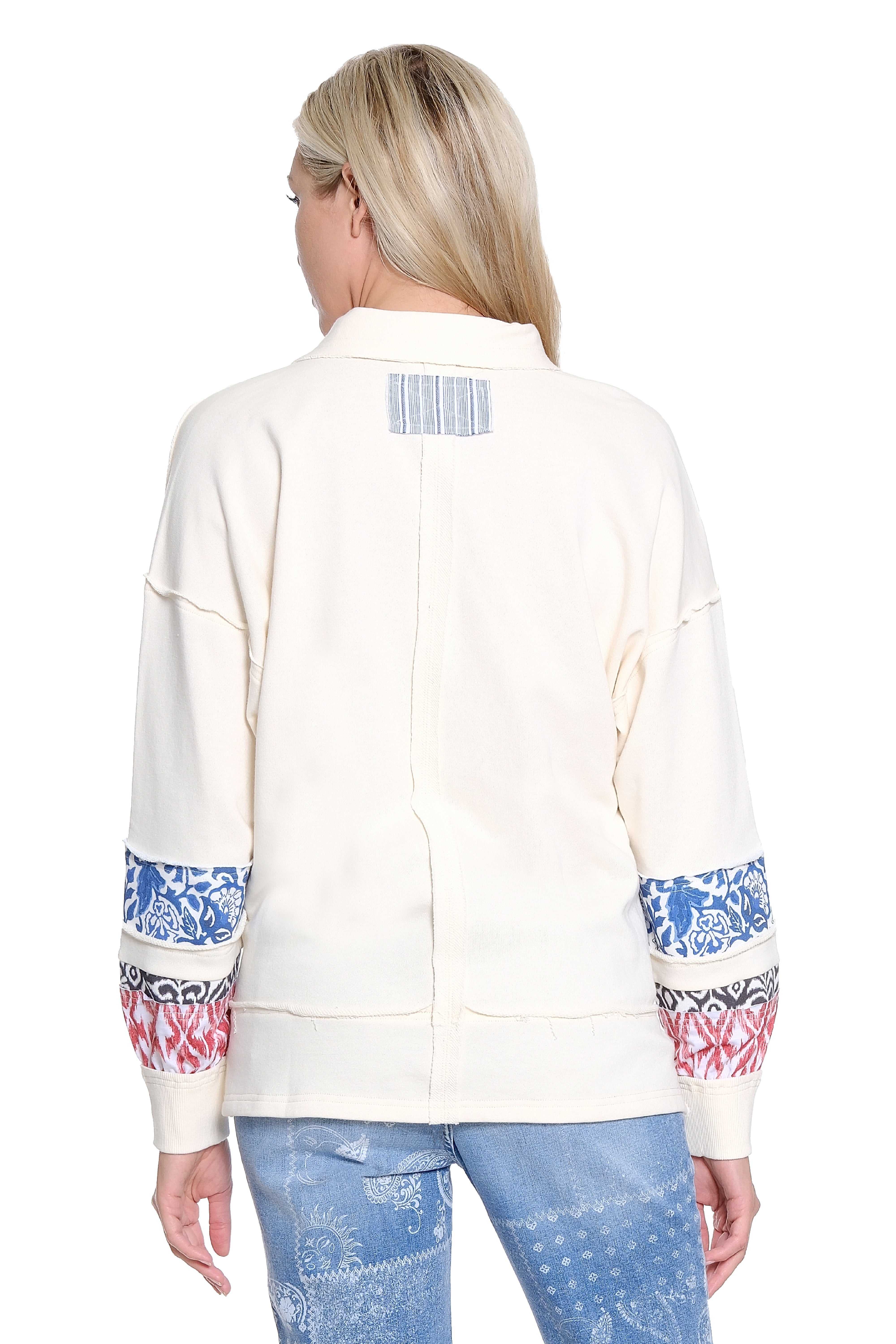 Pieced Sleve Polo Top - Multi