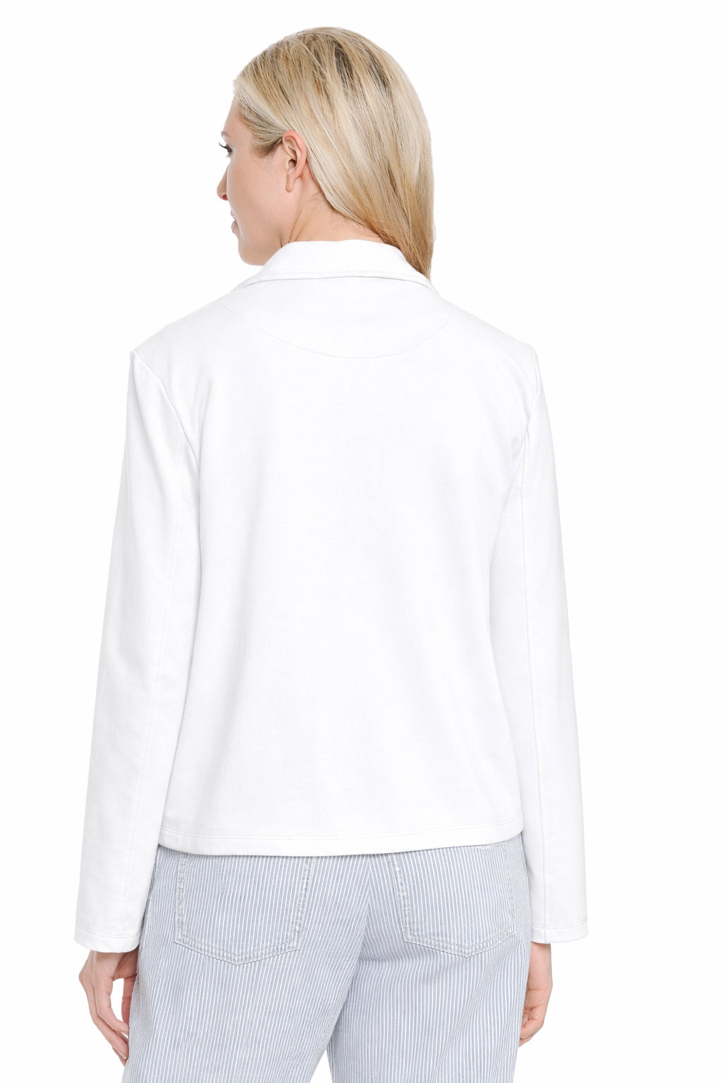 French Terry Double Breasted Knit Jacket - White
