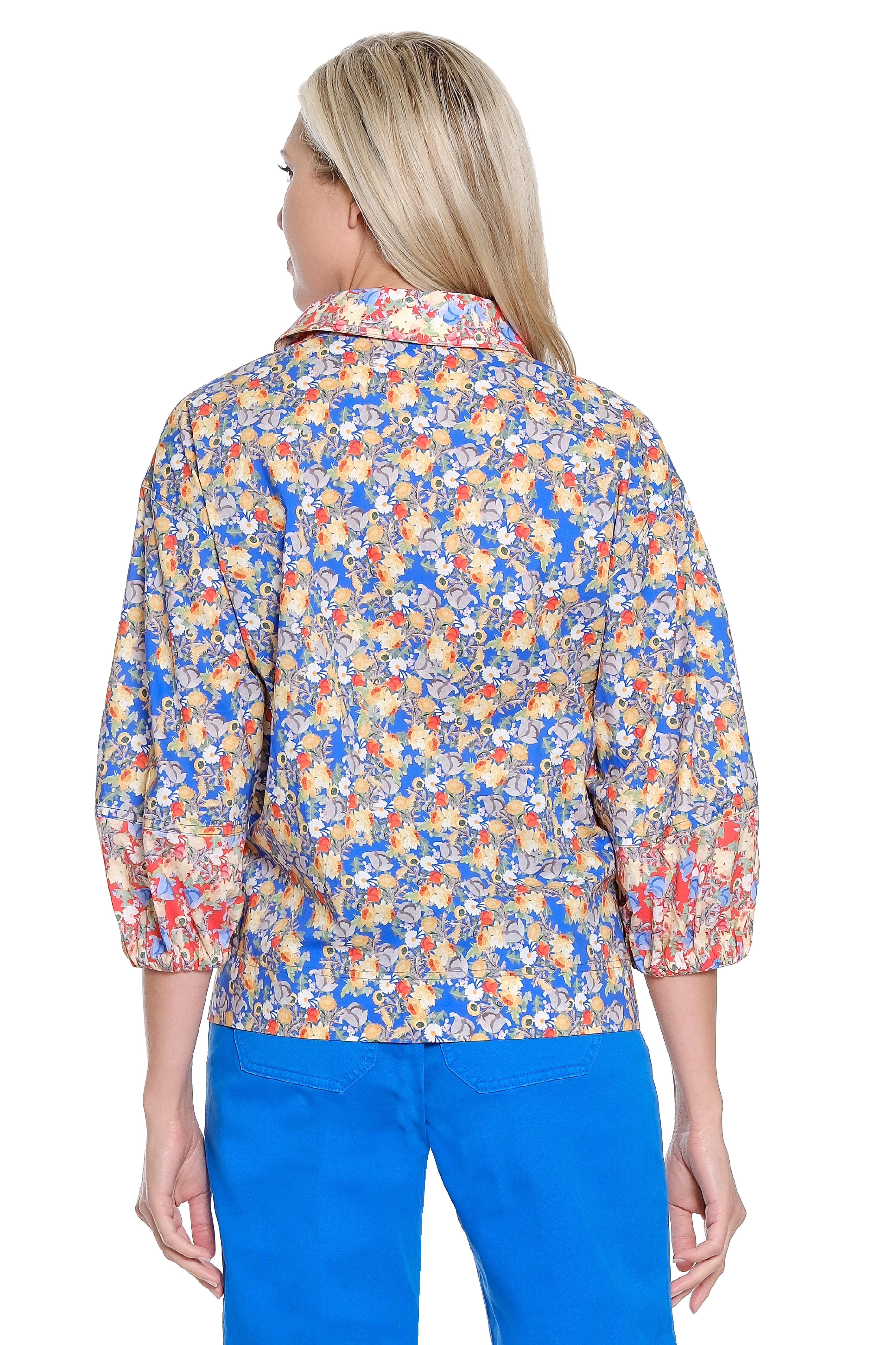 Zip Front Print Top - Multi