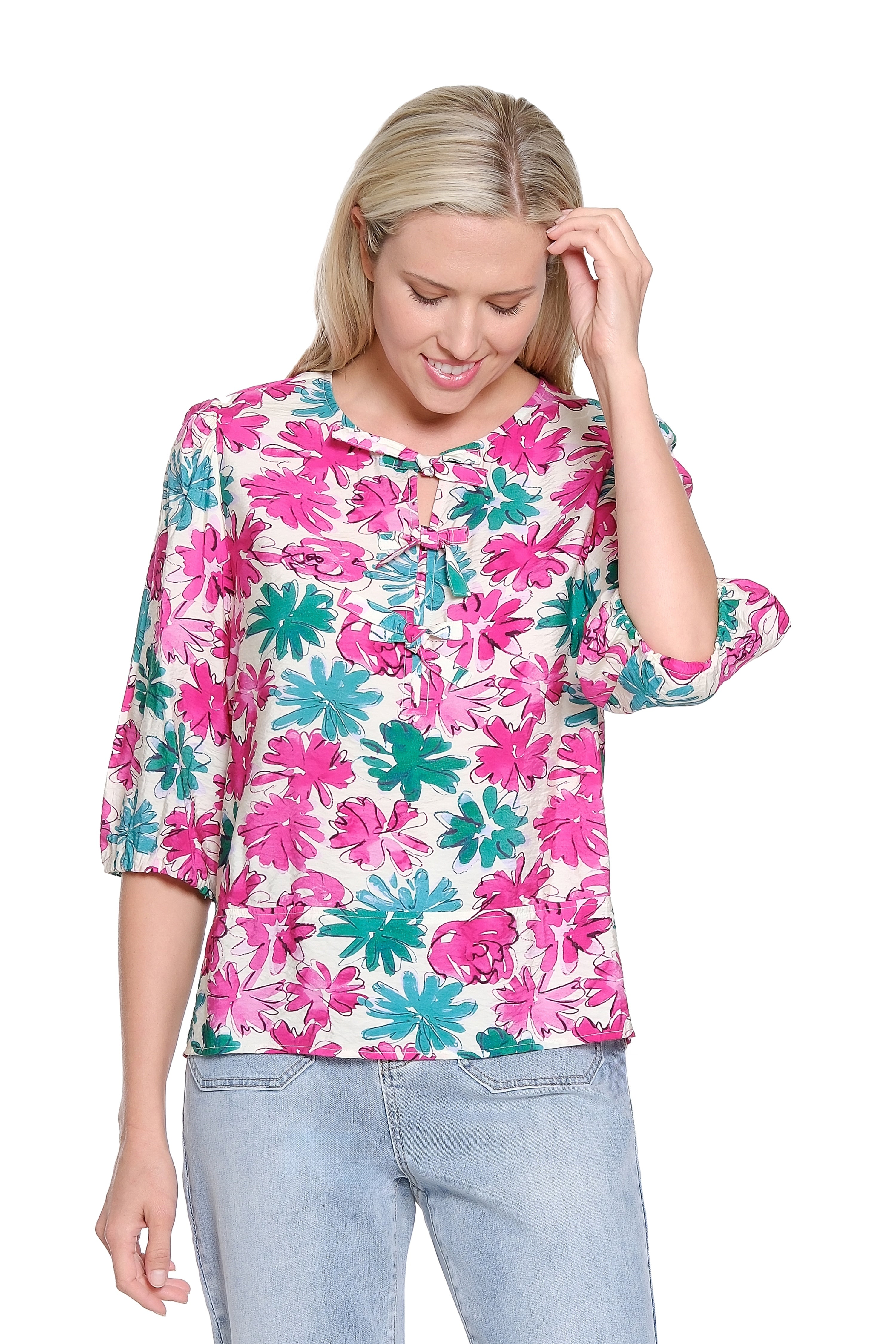 Tie Front Print Top – Multi