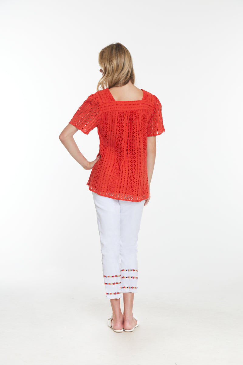 Pull On Crop Jean- White