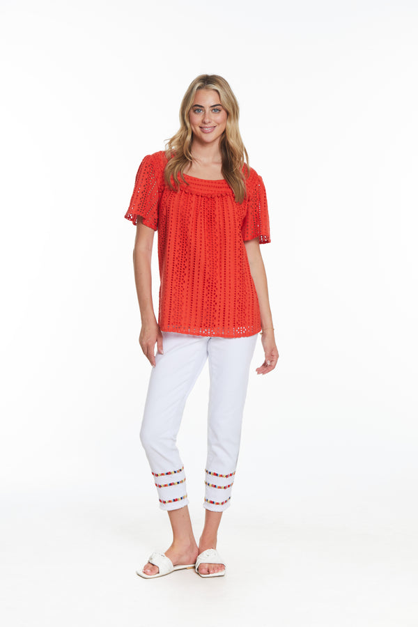Pull On Crop Jean- White