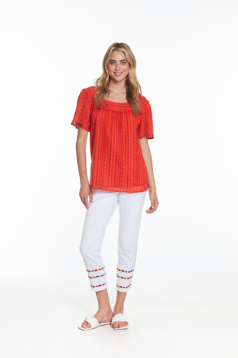 Pull On Crop Jean- White