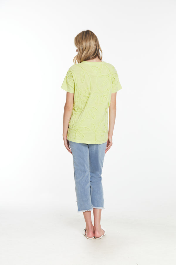 Floral Knit Top - Soft Lime
