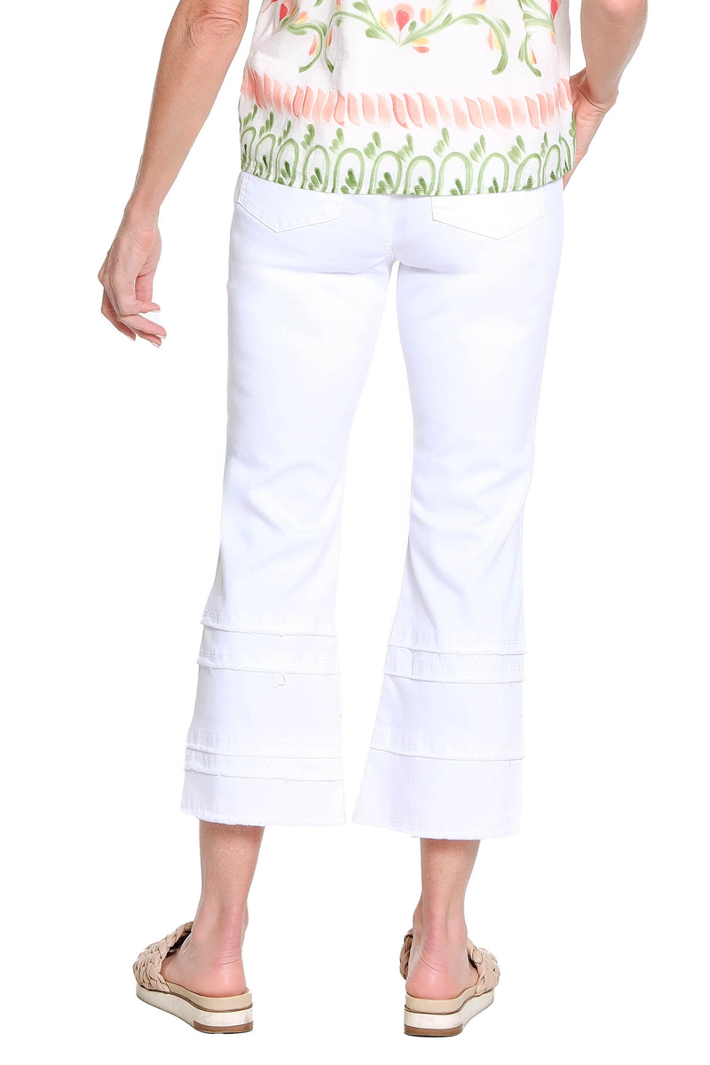 Tiered Leg Crop Jean - White