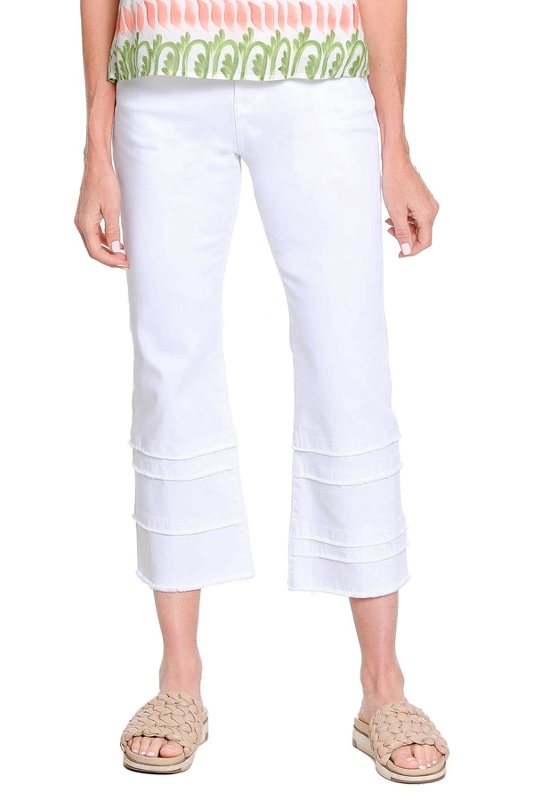 Tiered Leg Crop Jean - White