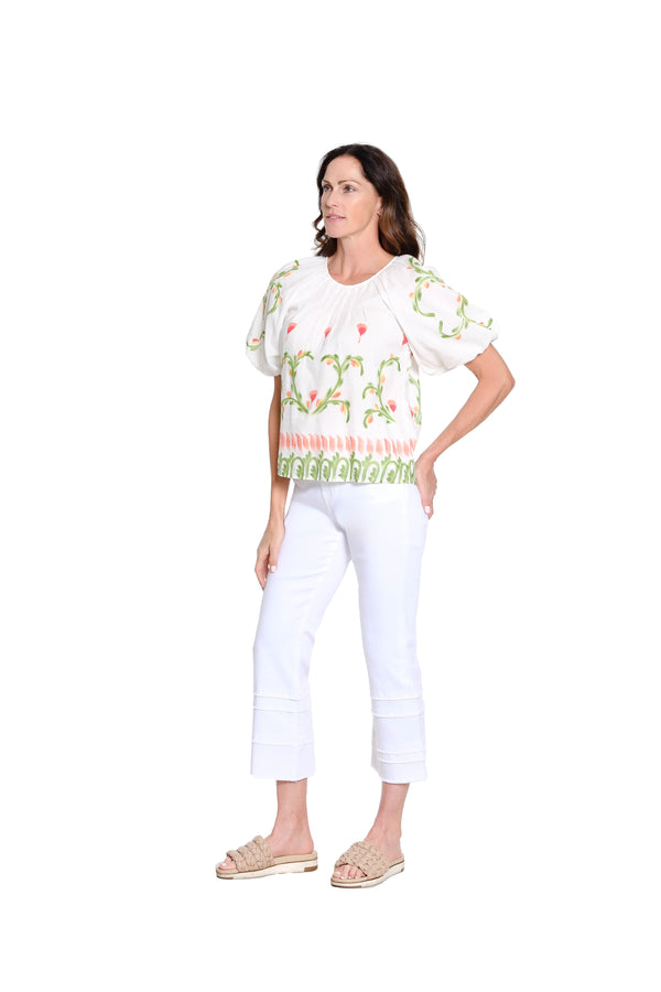 Tiered Leg Crop Jean - White