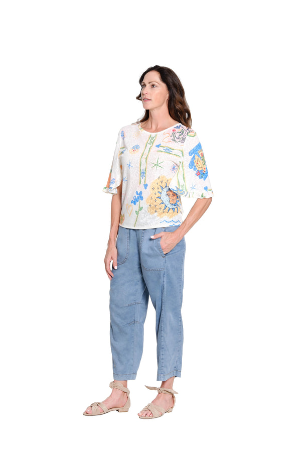 Smocked Waist Pull-On Pant – Medium Indigo