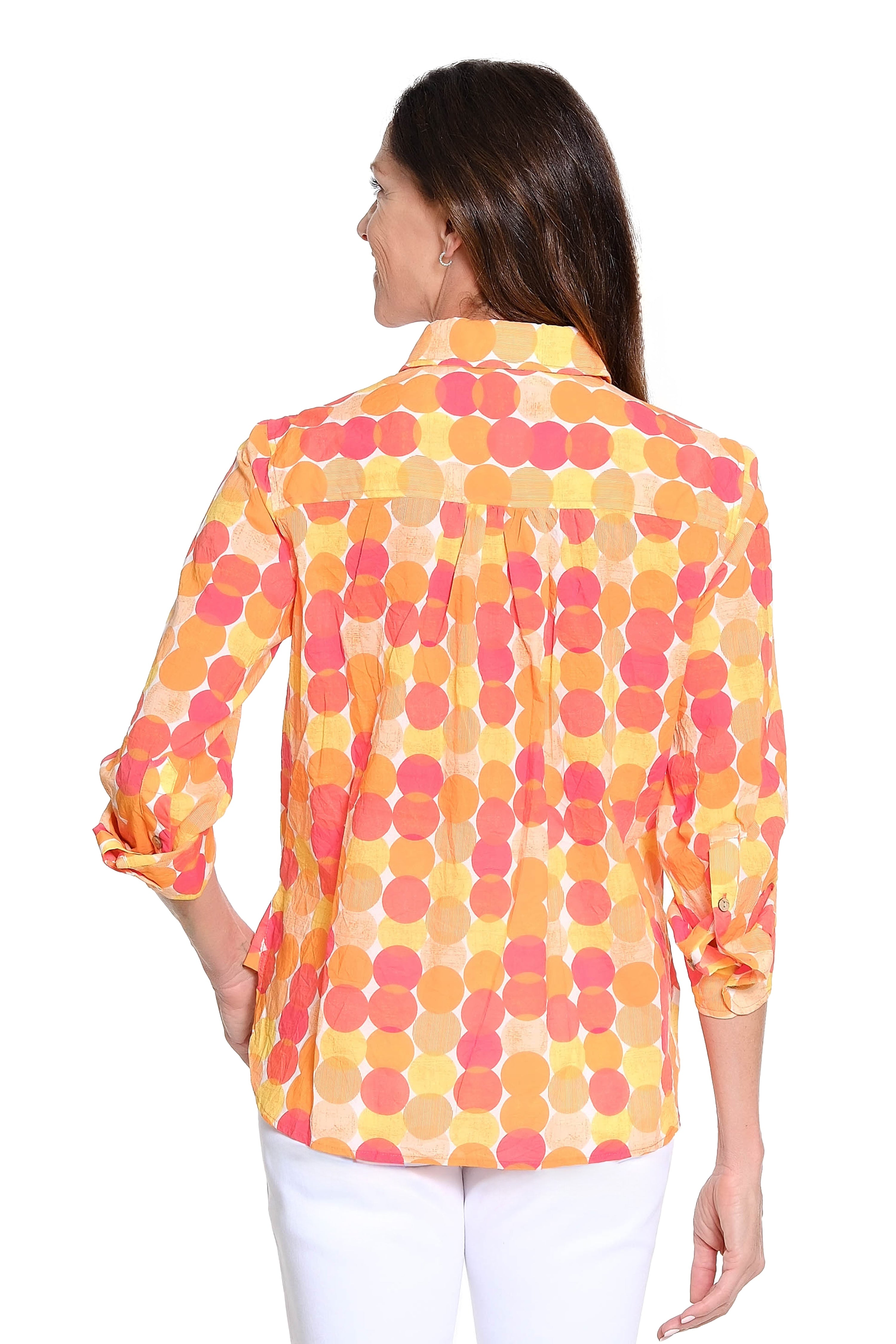 Print Button Front Shirt - Multi Dot Print