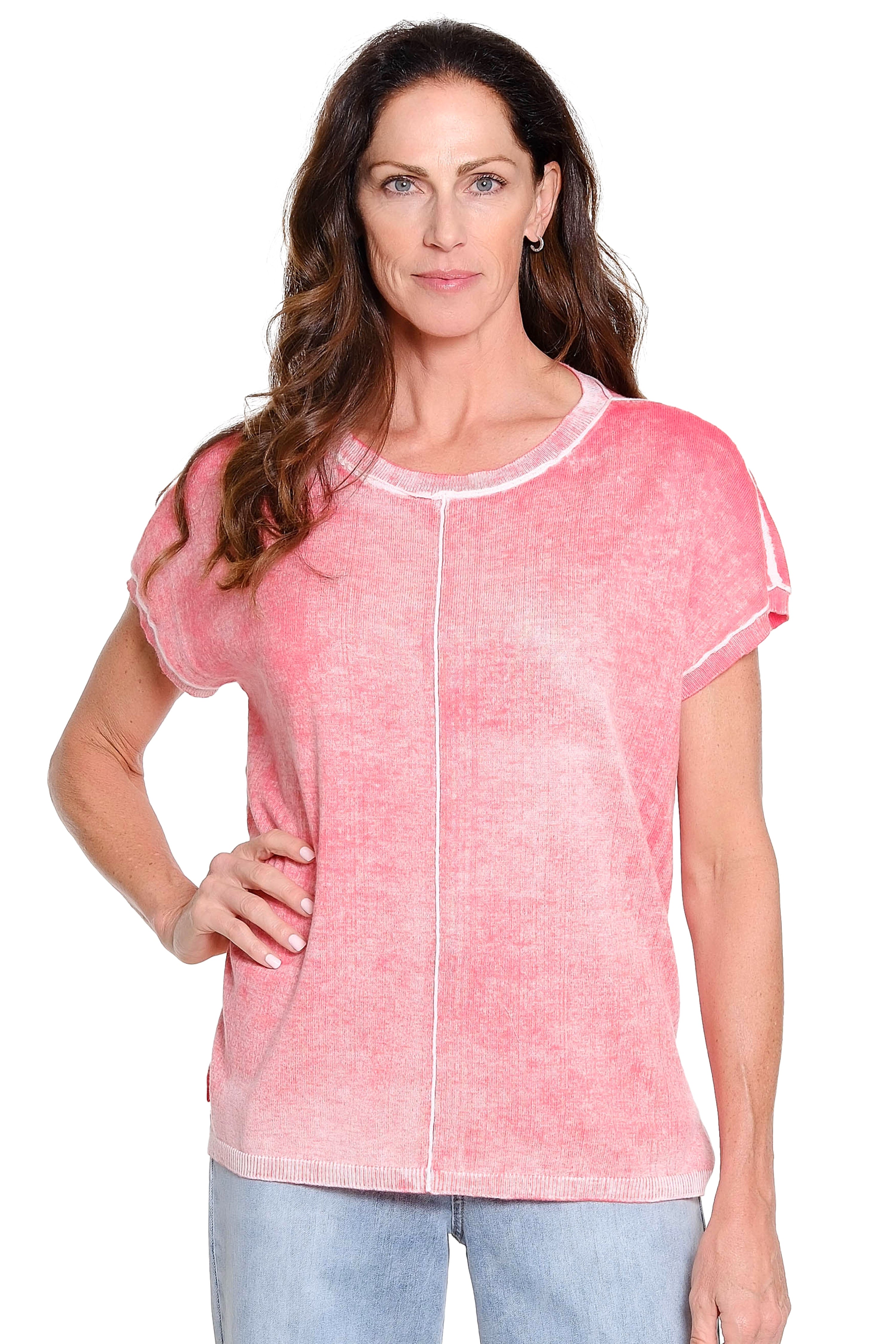 Reverse Printed Cap Sleeve Top – Coral