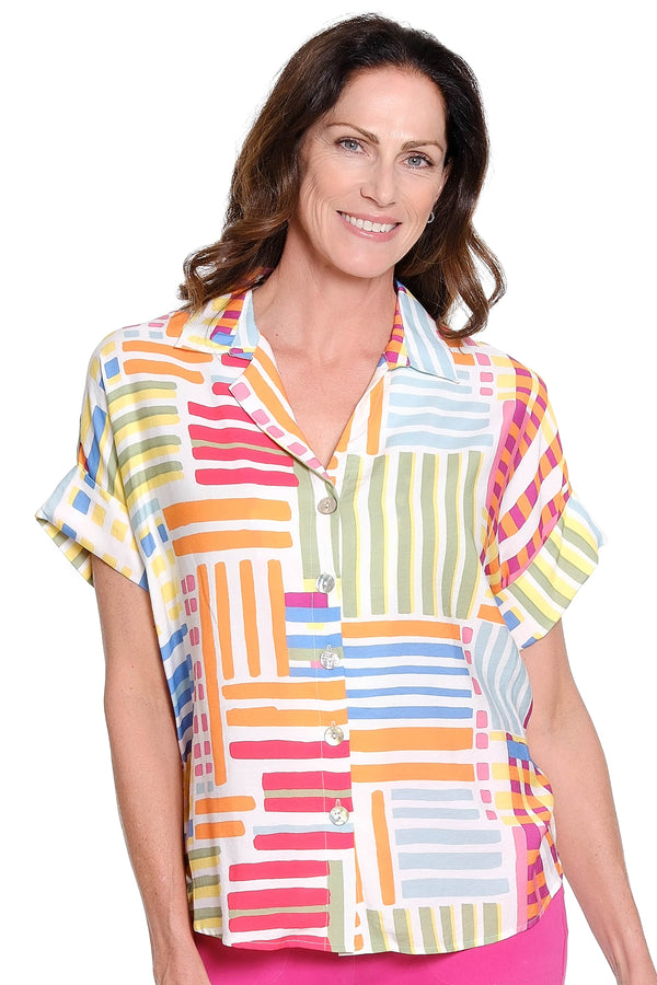 Painted Stripe Print Top - Multi