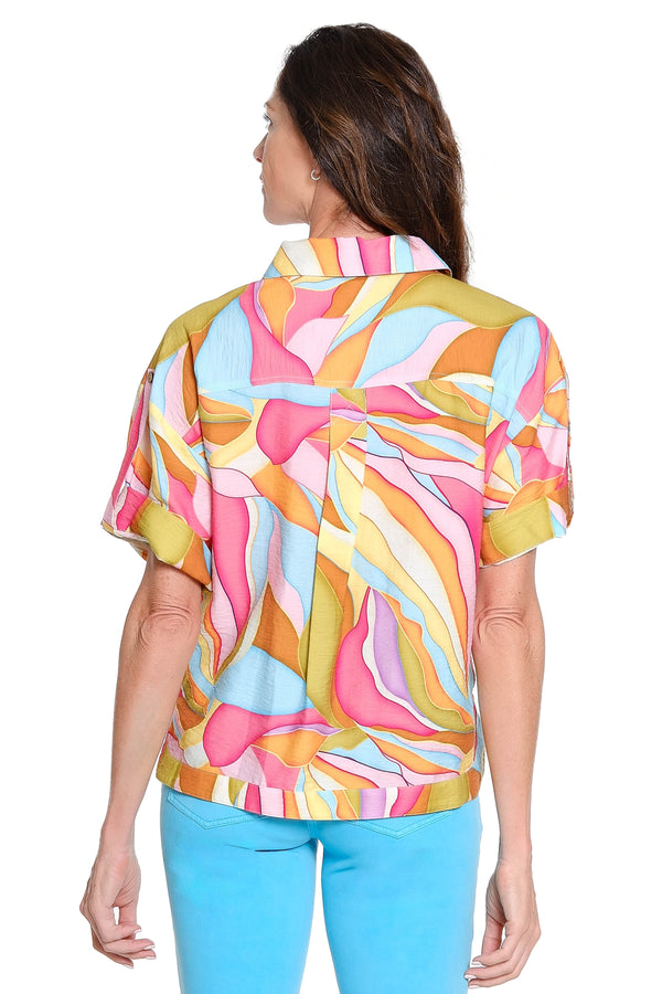 Short Sleeve Printed Popover – Multi