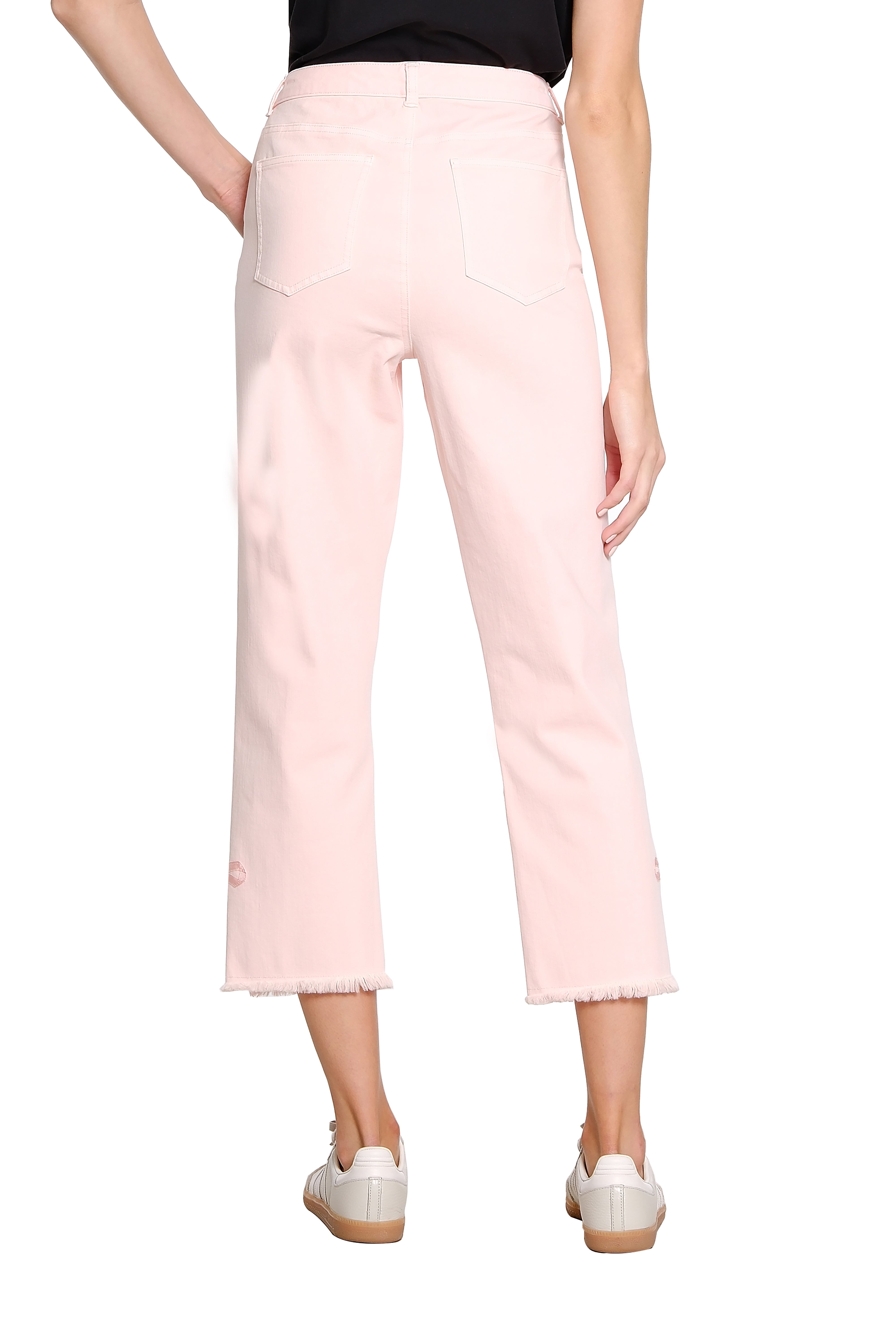 High Rise Crop Pant with Bow Details - Coral Pink
