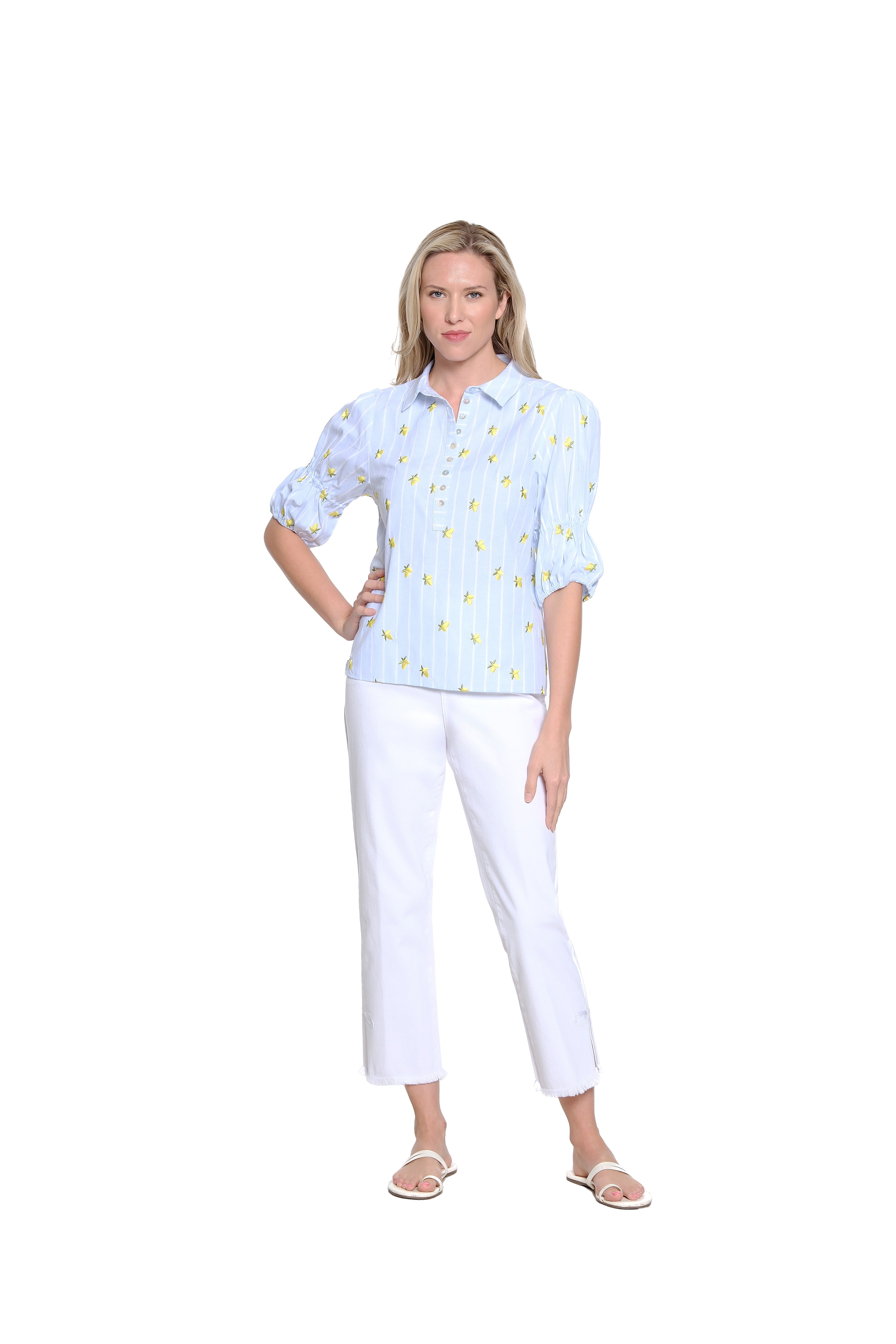 High Rise Crop Pant with Bow Details - White