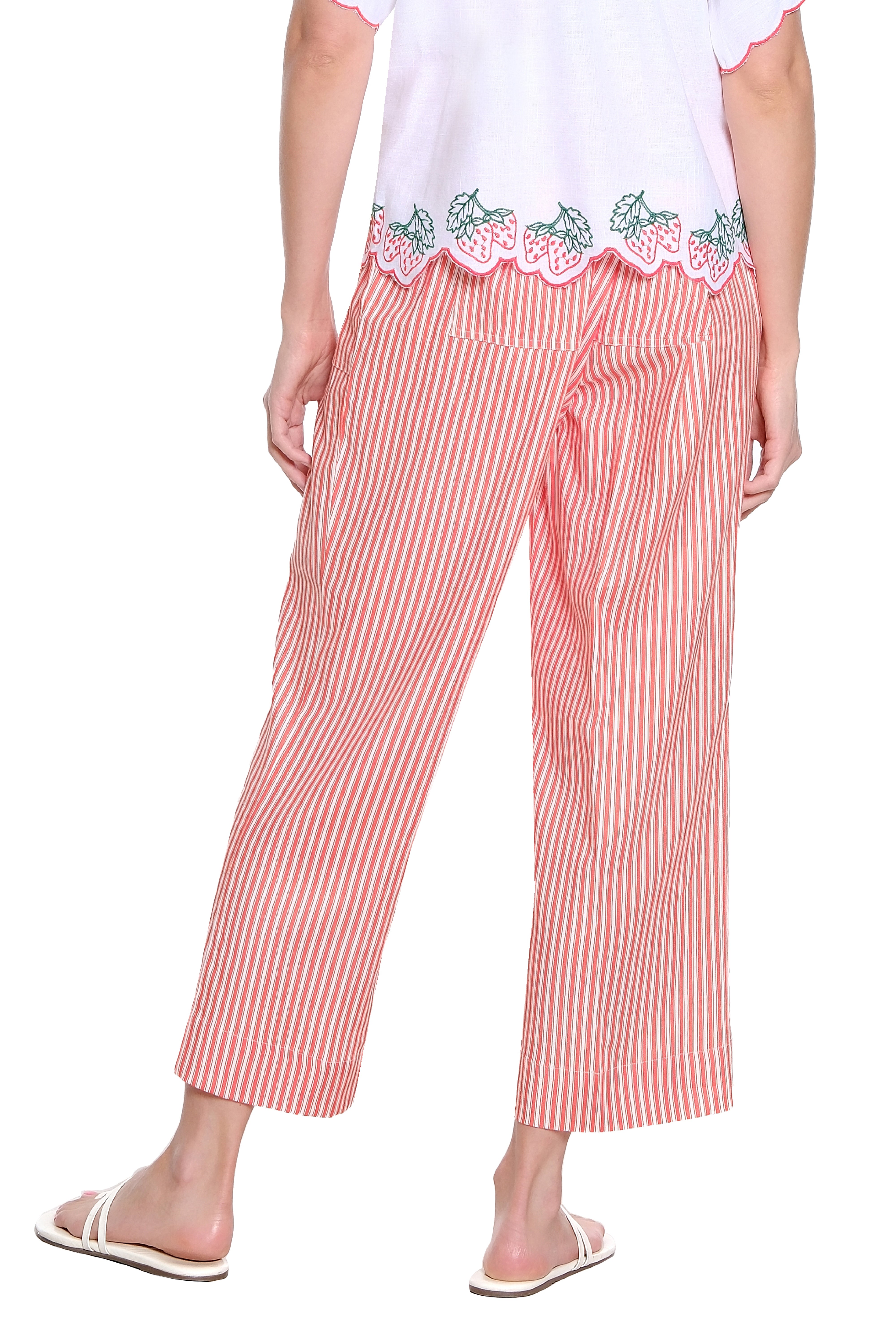 Stripe Wide Leg Pull-On Pant - Red Stripe