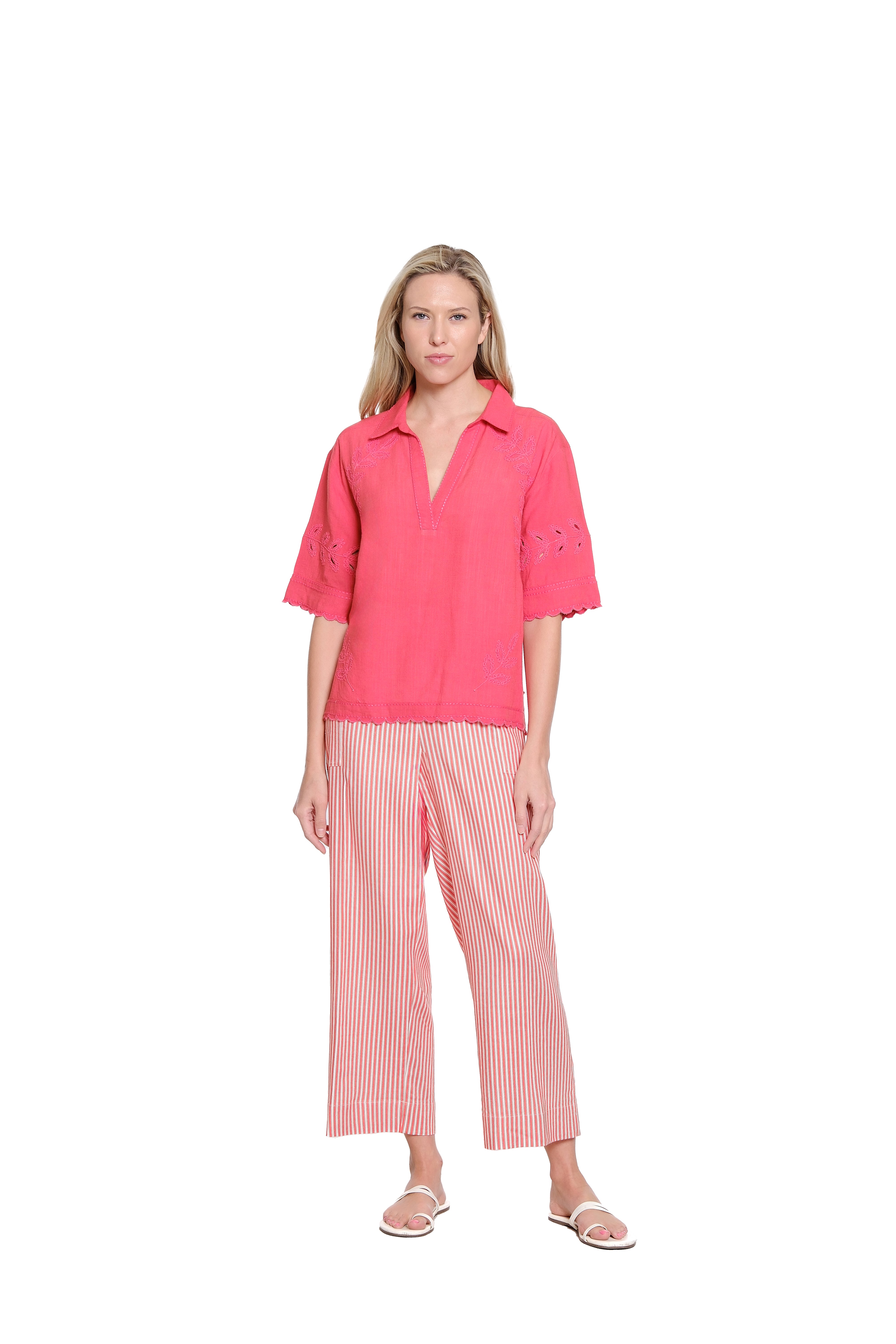 Stripe Wide Leg Pull-On Pant - Red Stripe