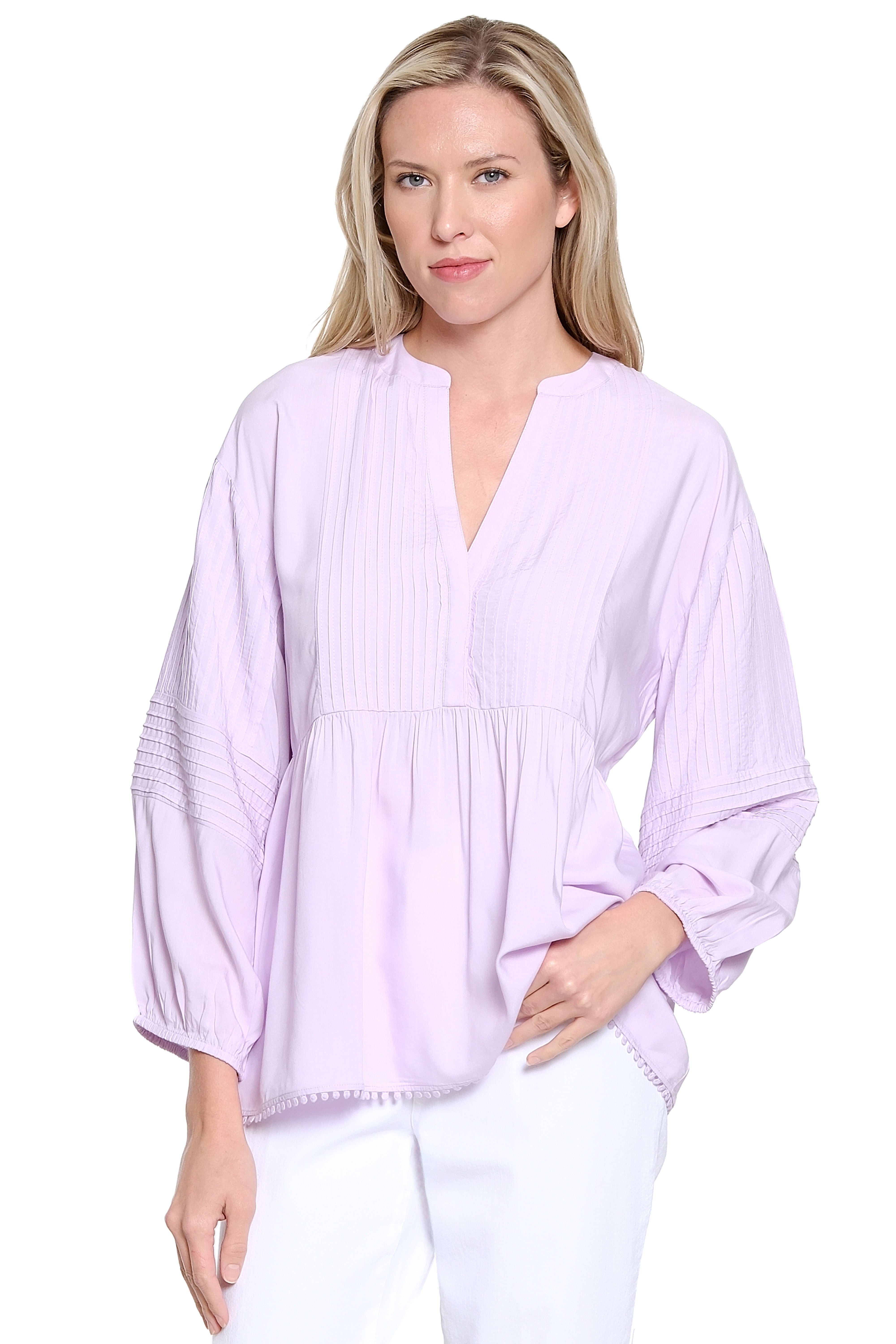 Pintuck Detail Pullover Top – Orchid