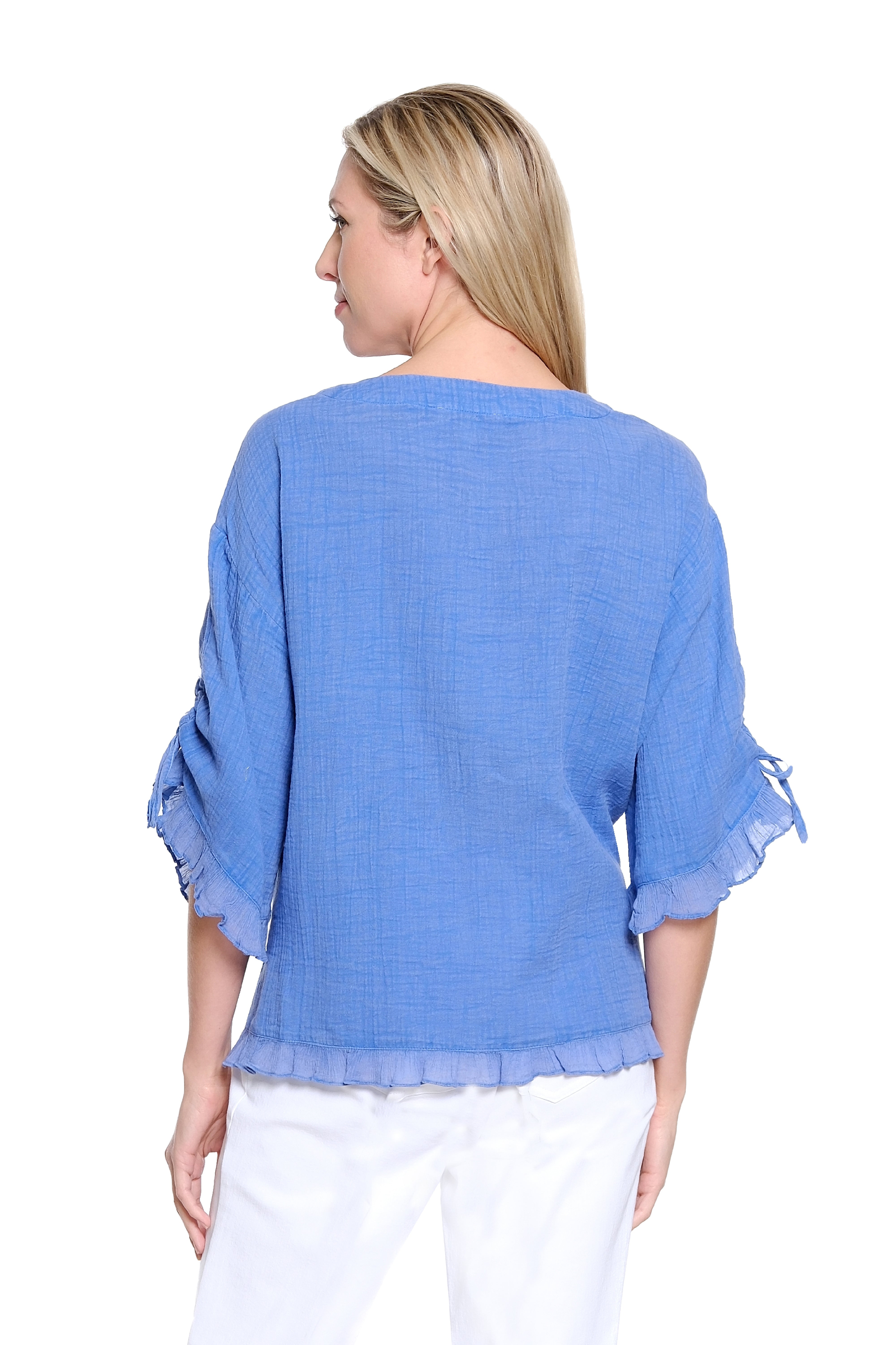 Boxy Pop-Over Top - Blue