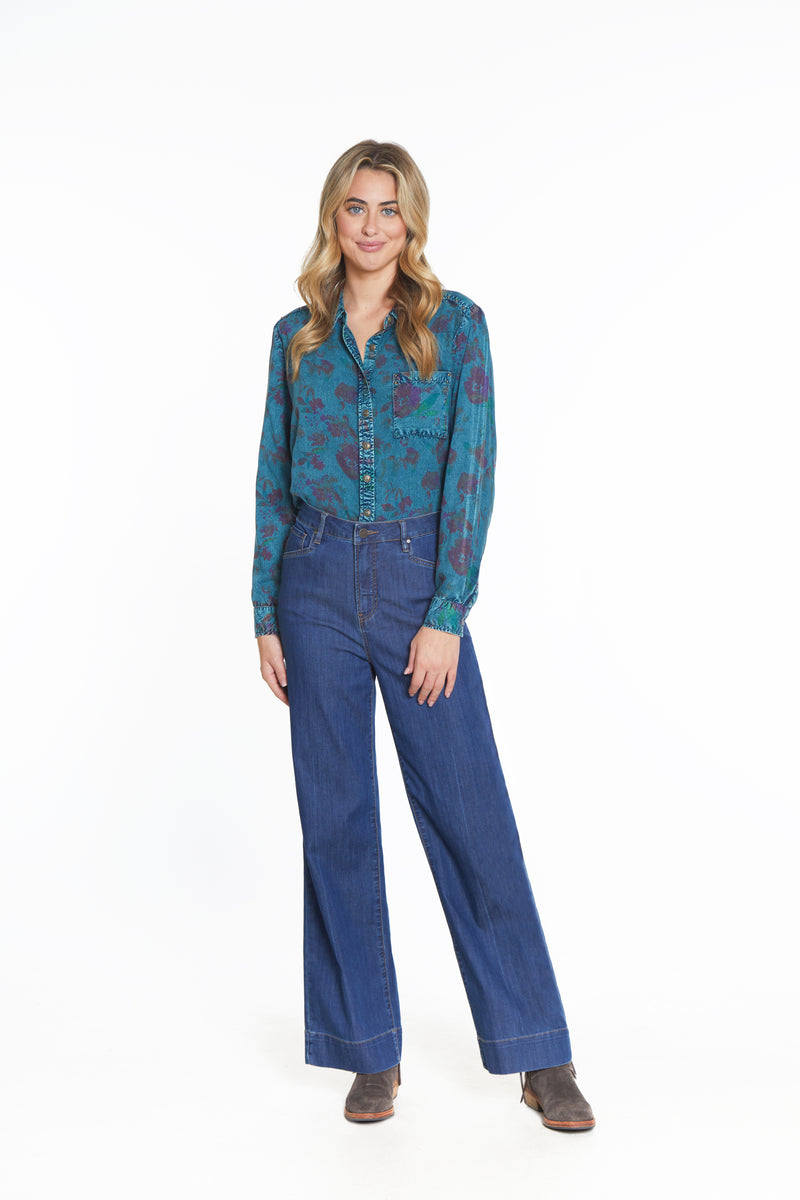 Wide Leg Trouser Jean - Dark Indigo