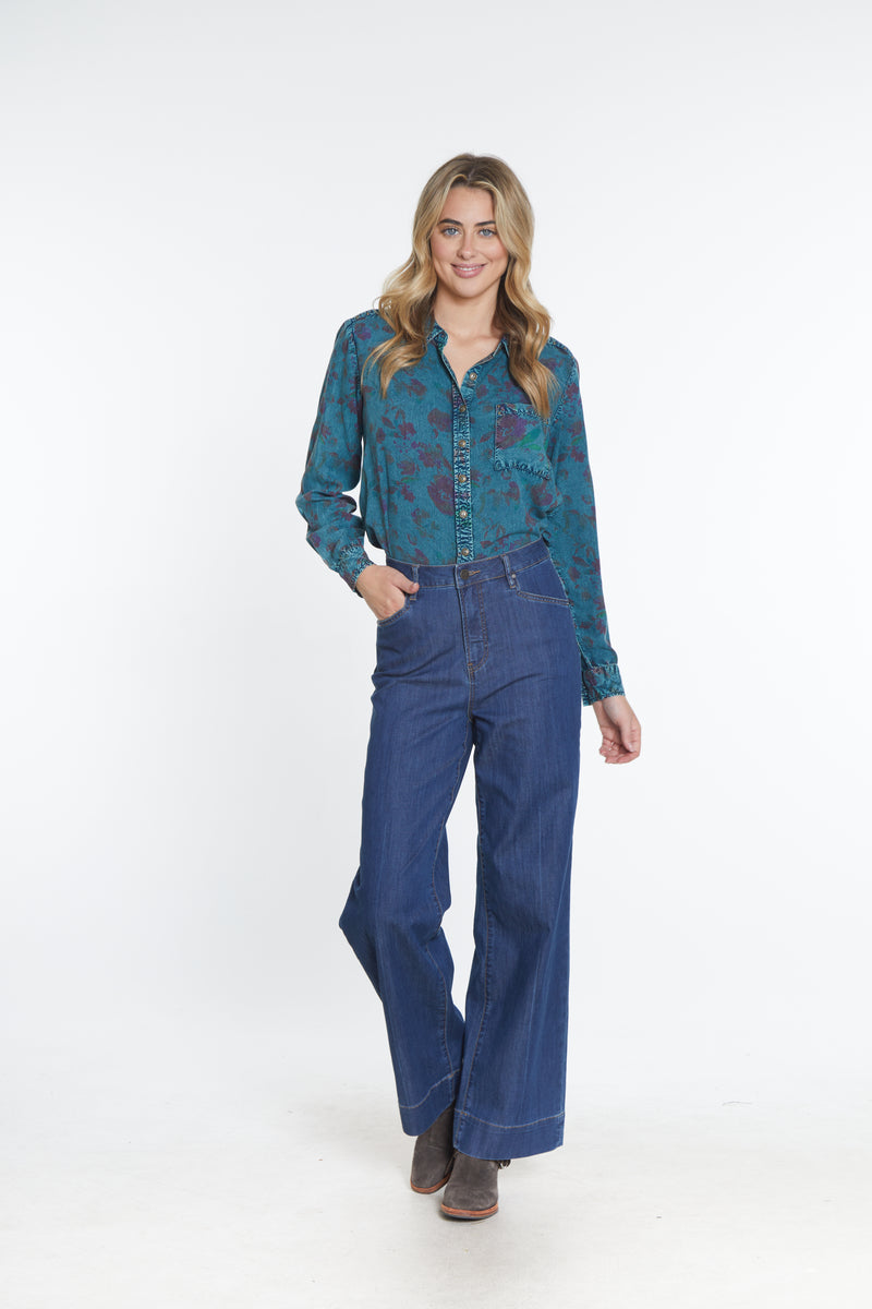 Wide Leg Trouser Jean - Dark Indigo