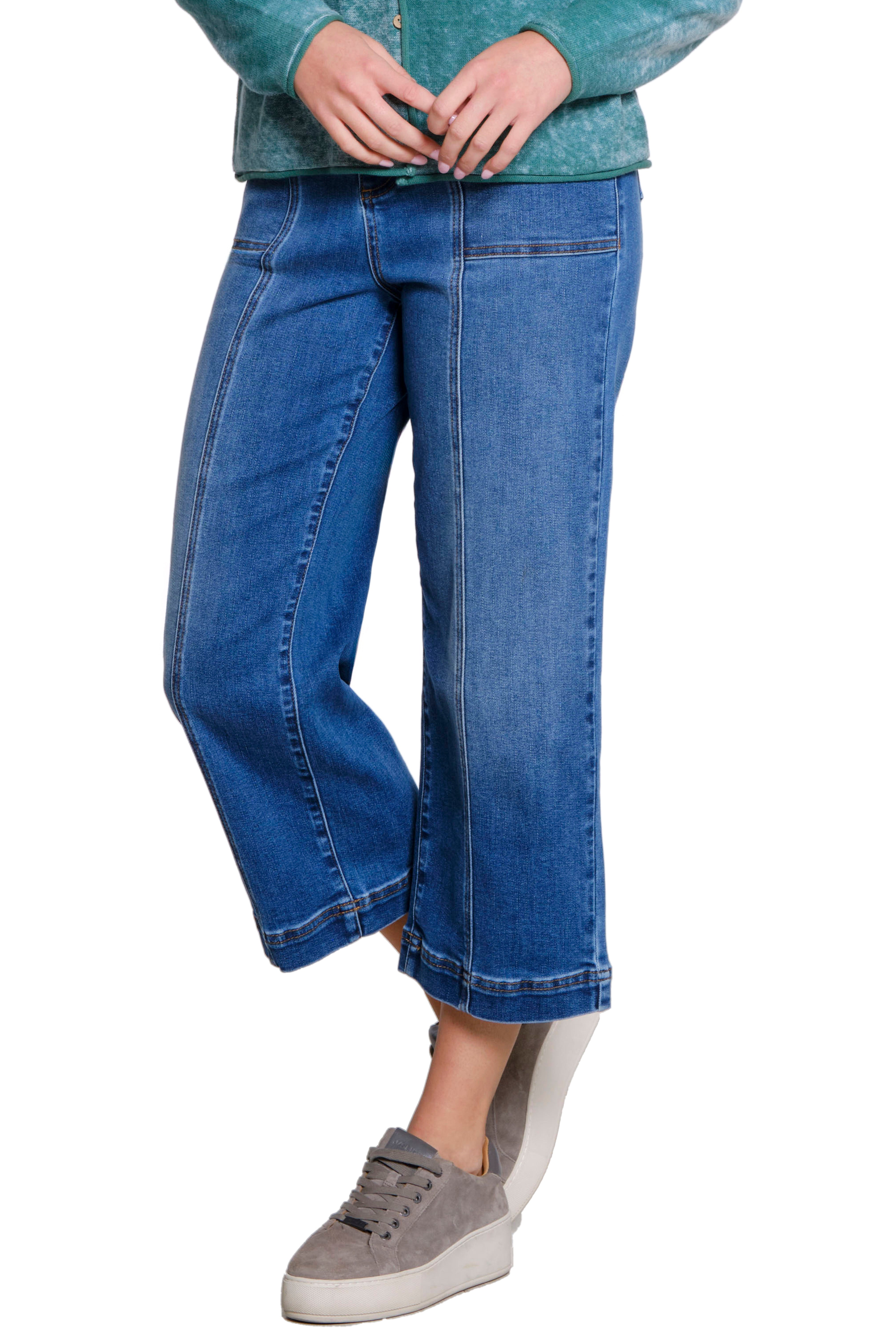 Front Seam Cropped Jeans - Dark Indigo