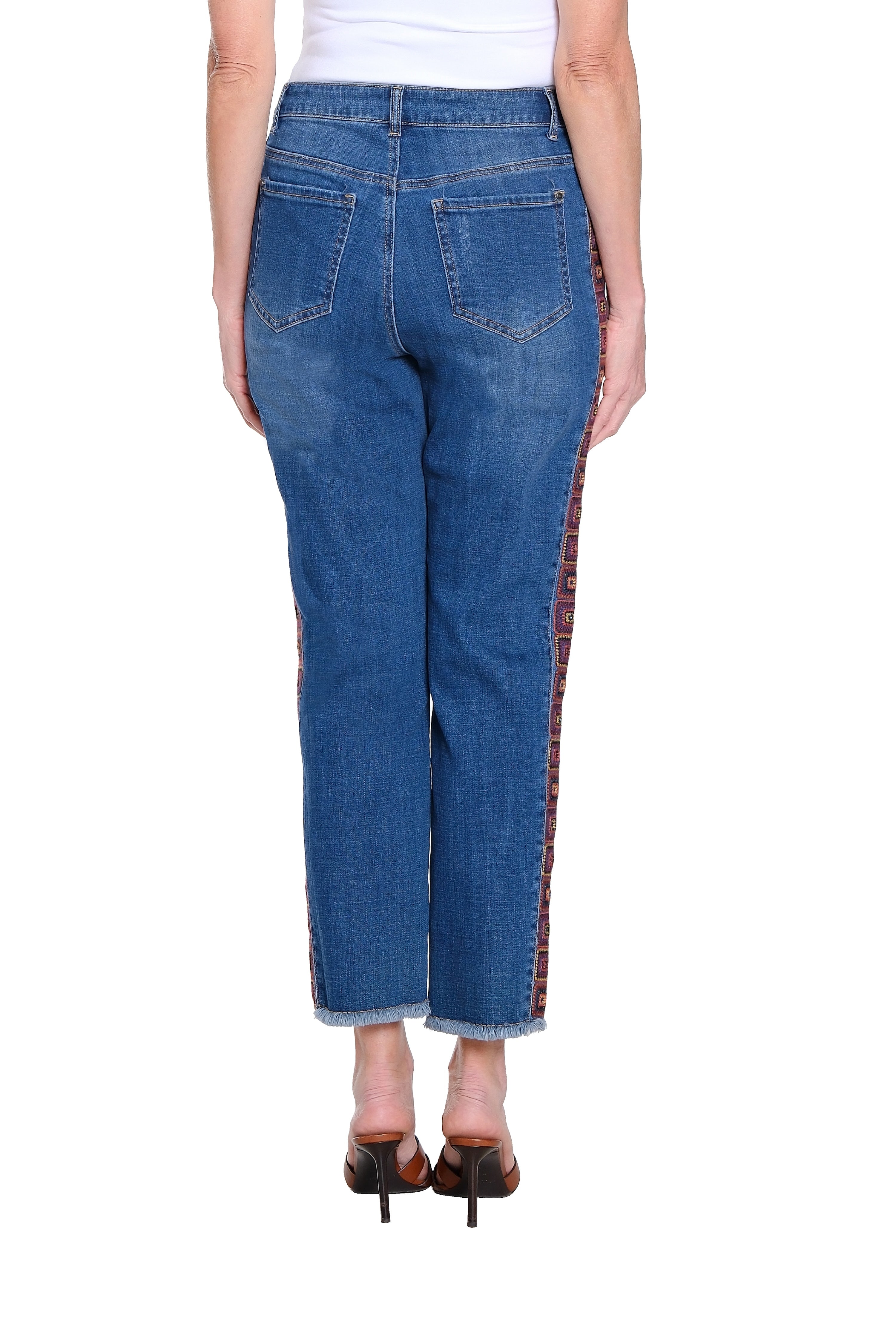 Embroidered Straight Leg Jeans – Dark Indigo