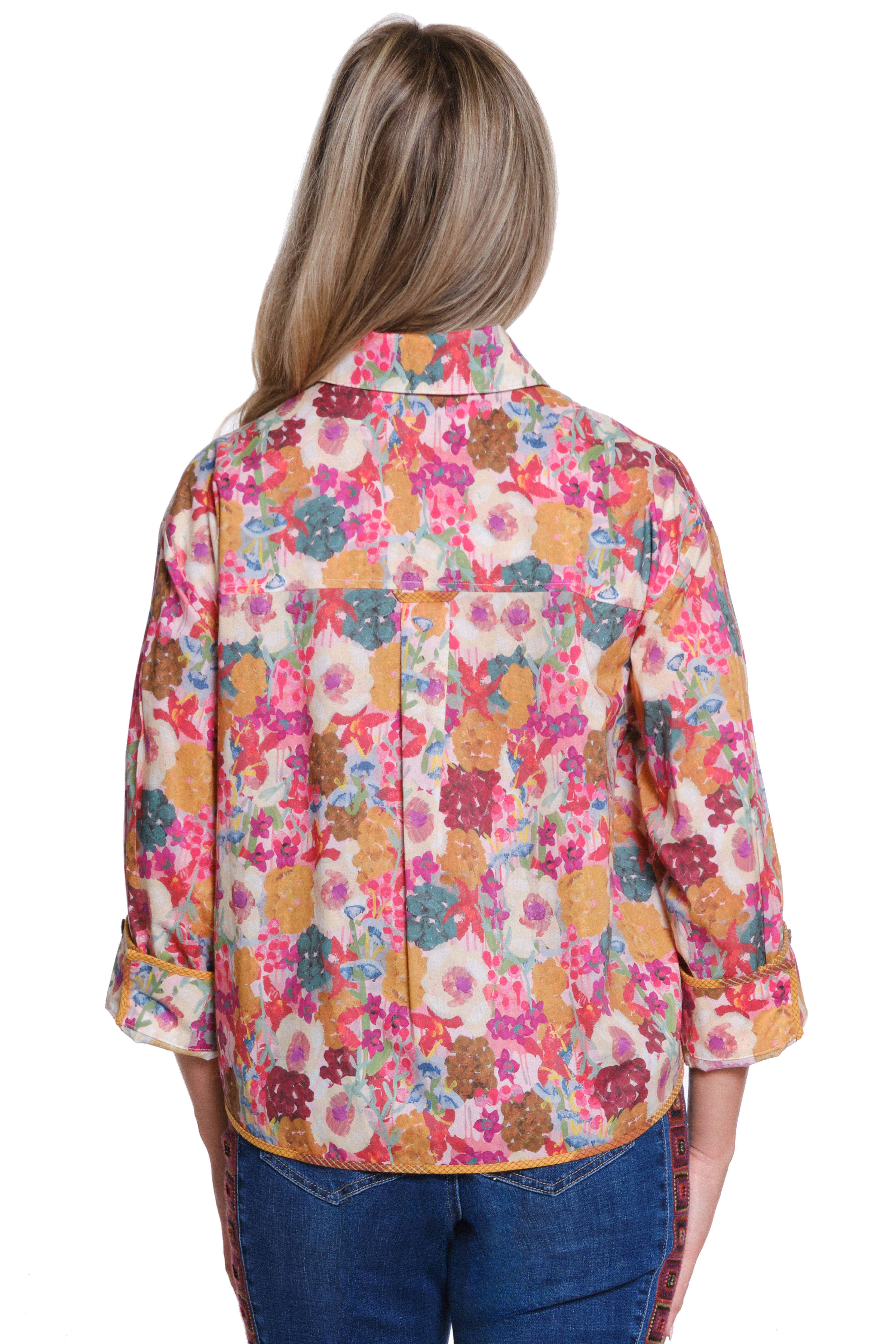 Boxy Floral Print Button-Up Shirt - Multi