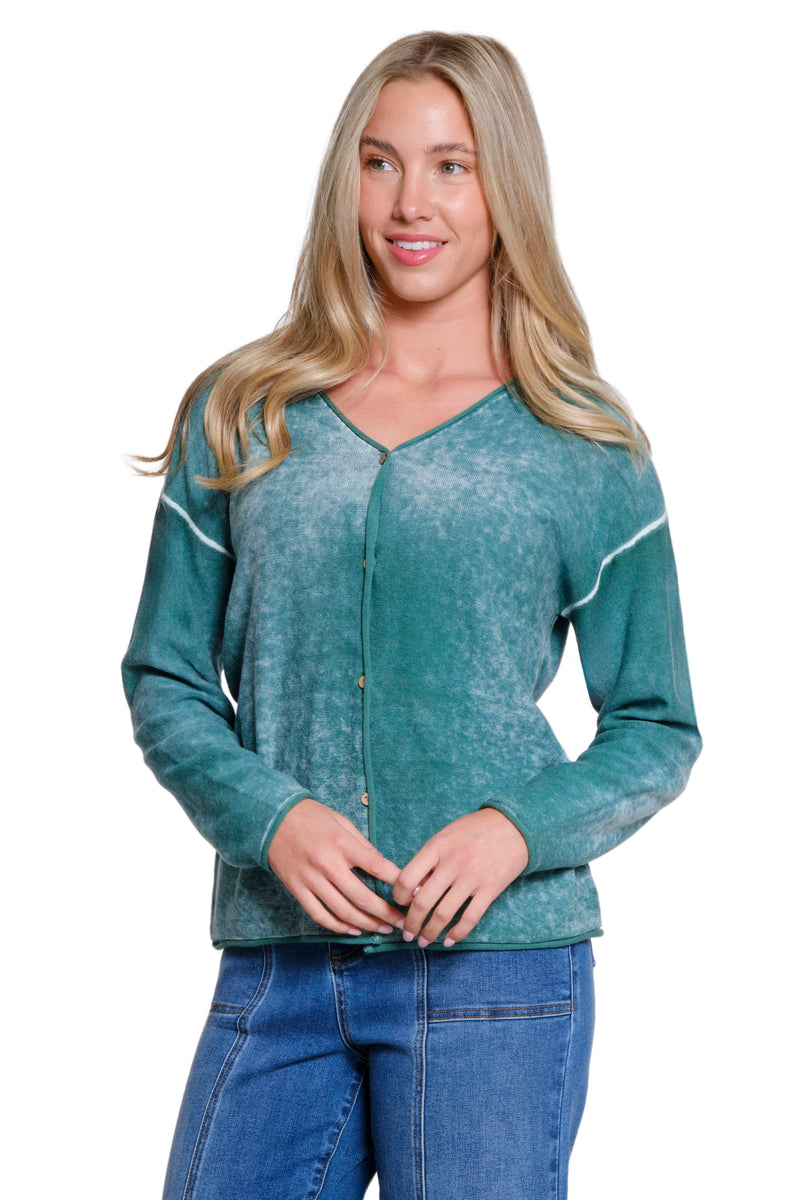 Button Front Cardigan - Antique Green