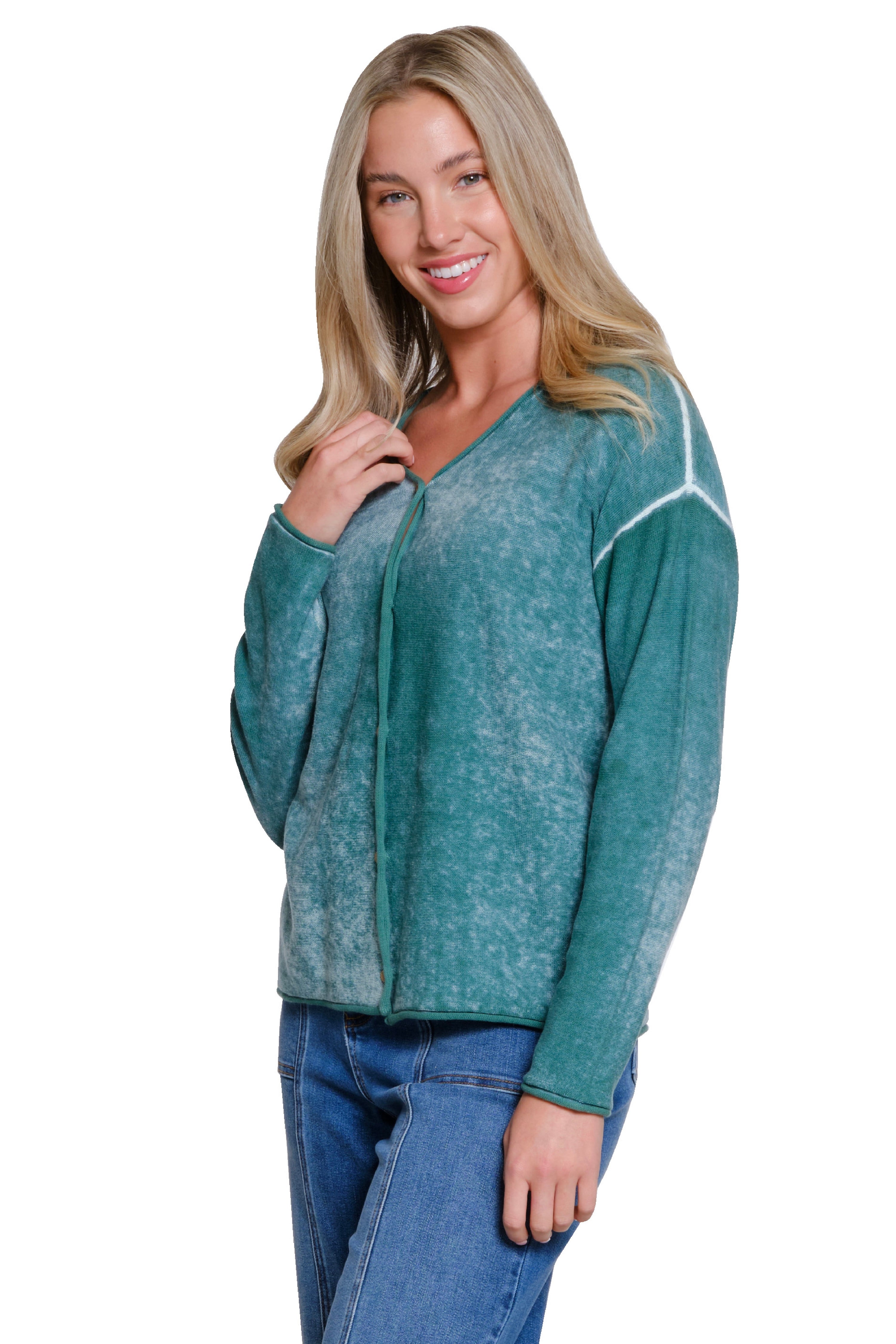 Button Front Cardigan - Antique Green