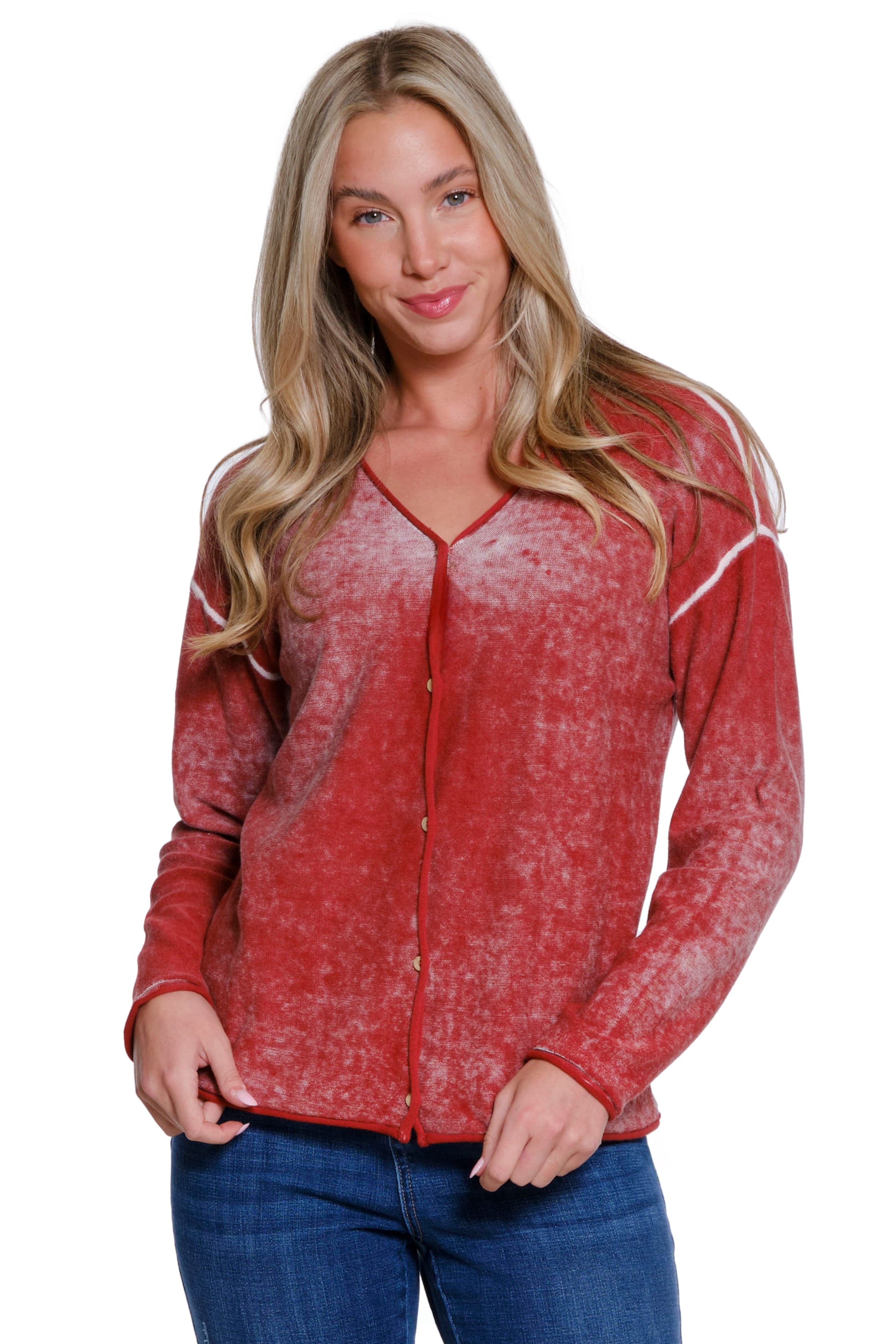 Button Front Cardigan - Brick