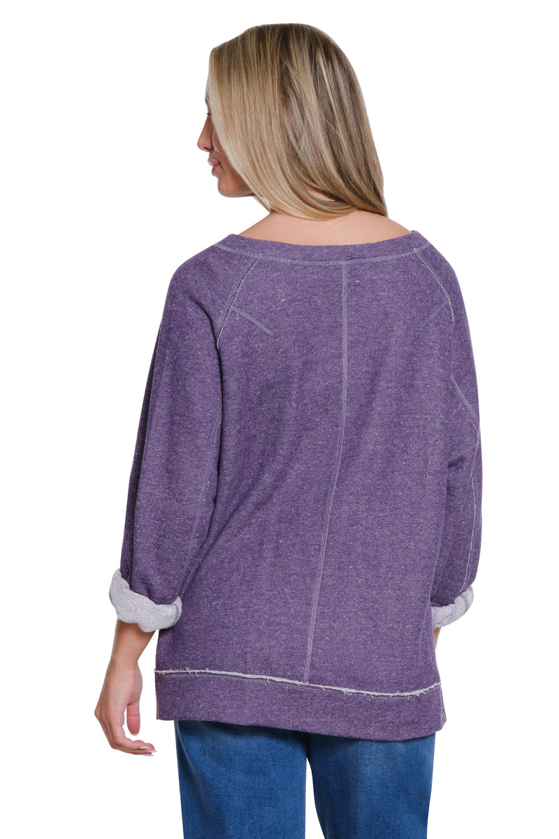 Raglan Sleeve Knit Top - Dark Purple