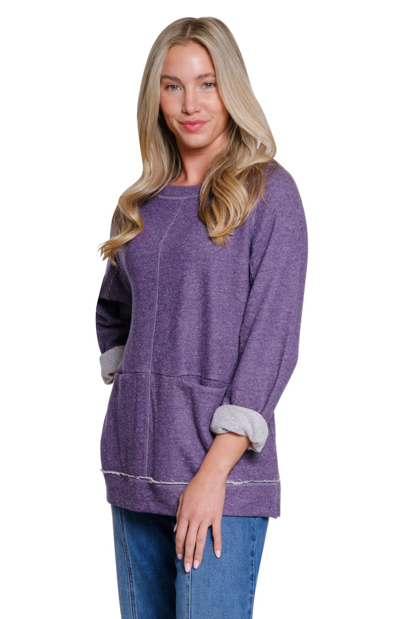 Raglan Sleeve Knit Top - Dark Purple