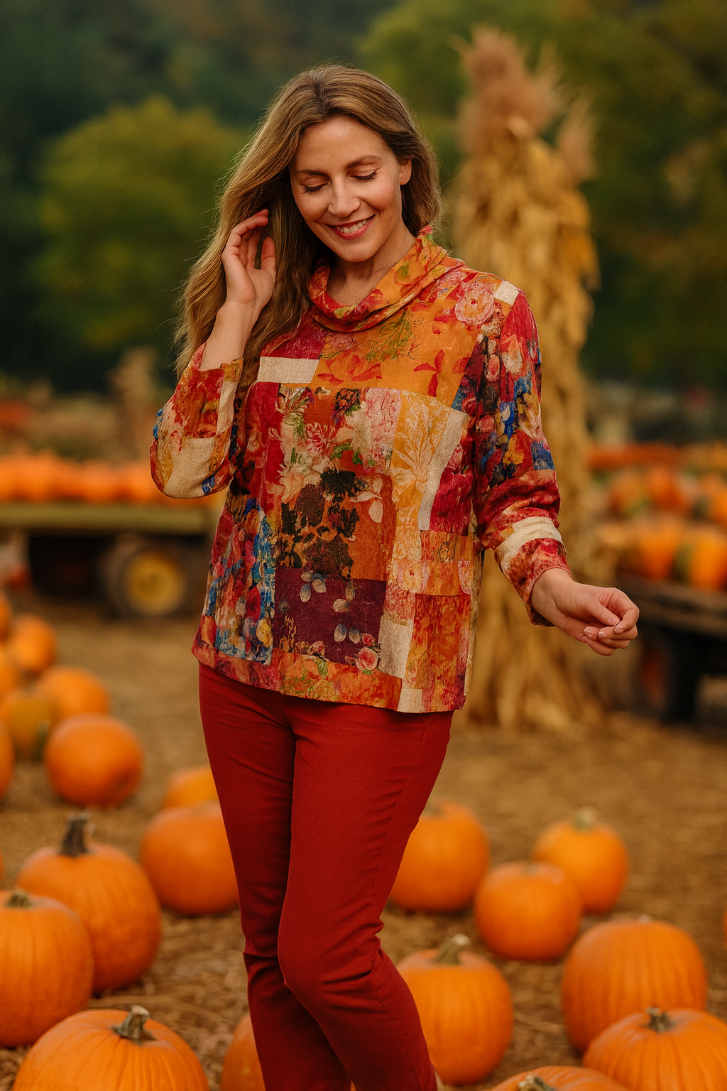 Mock Neck Knit Top - Multi