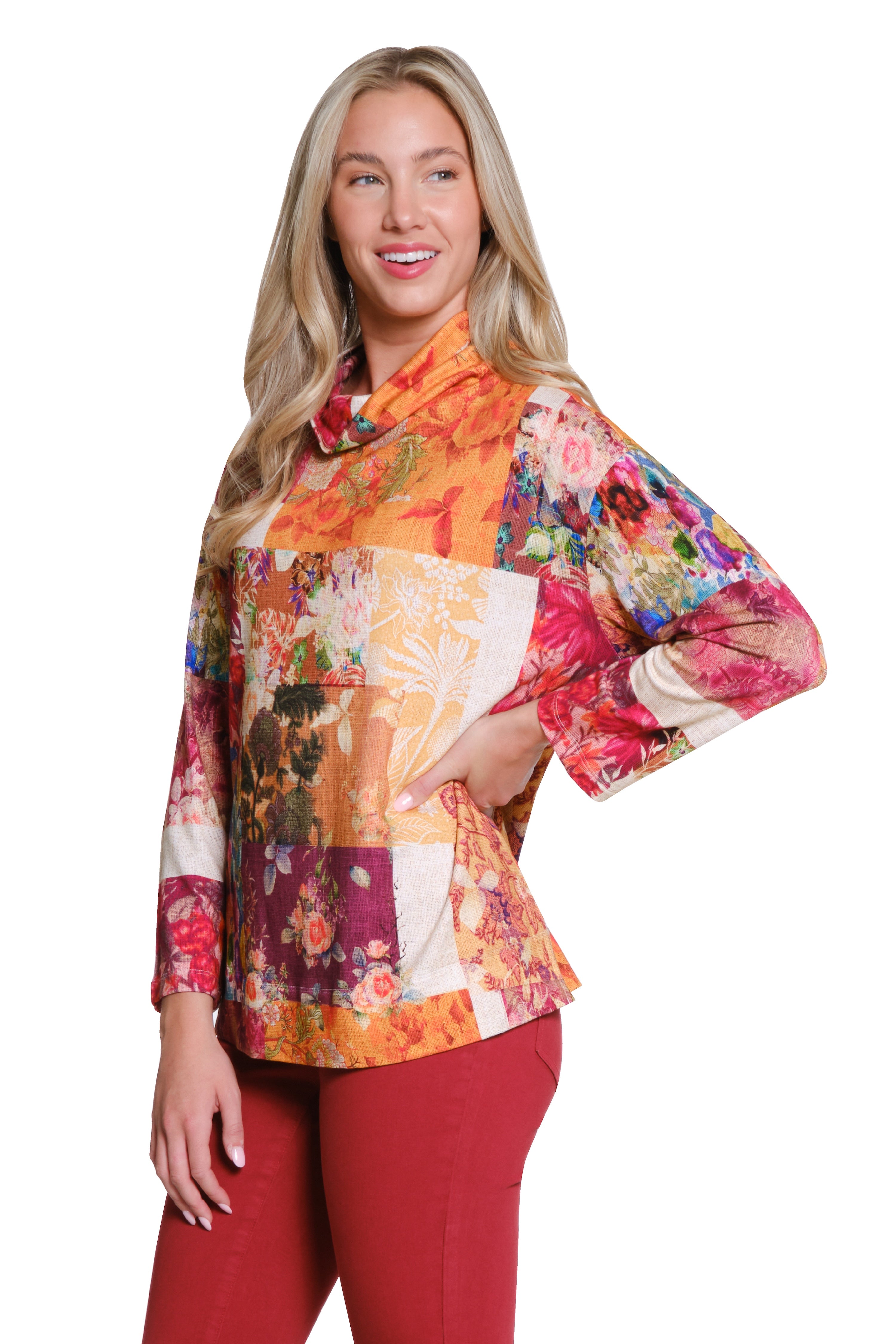 Mock Neck Knit Top - Multi