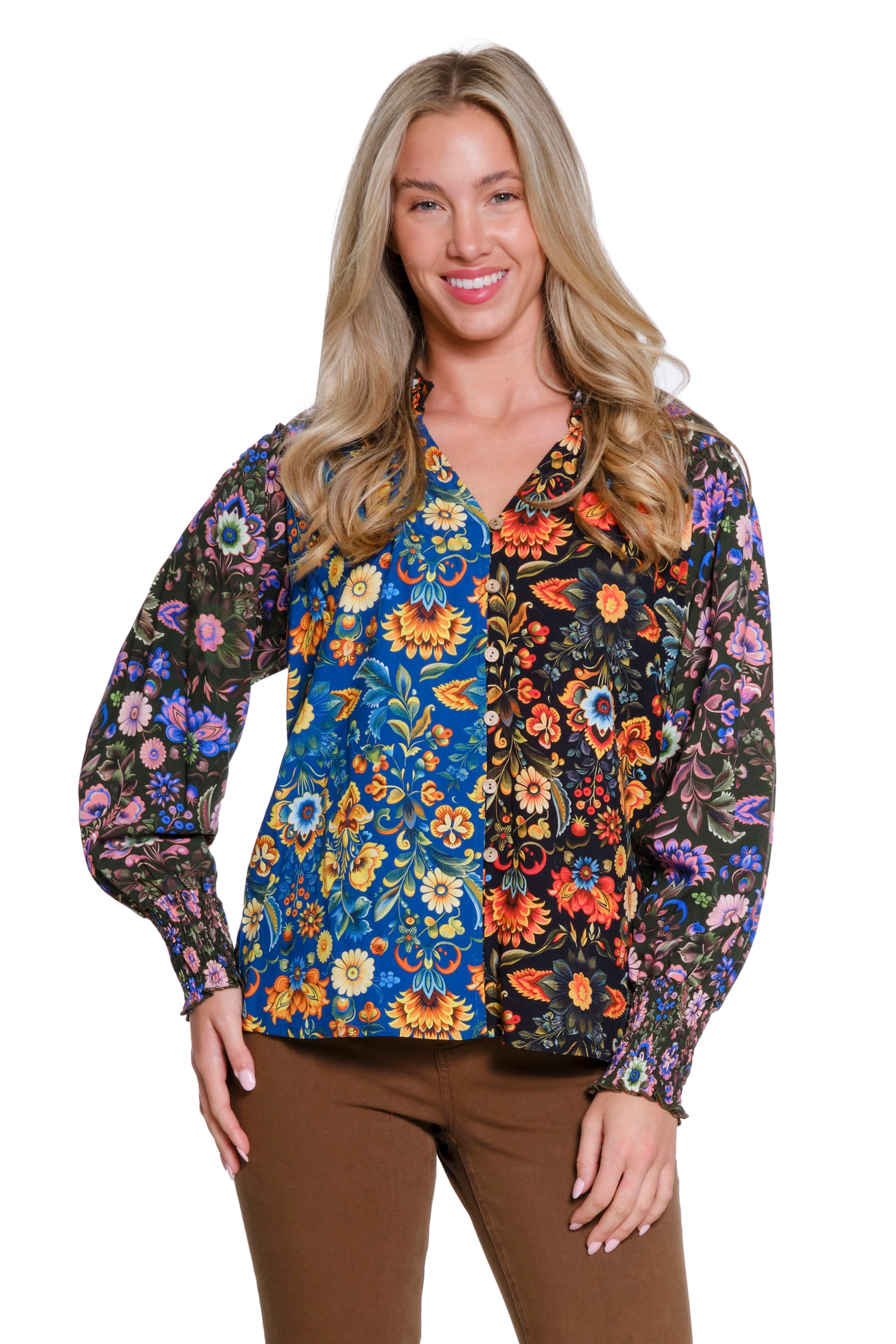 Ruffle Neck Blouse - Multi