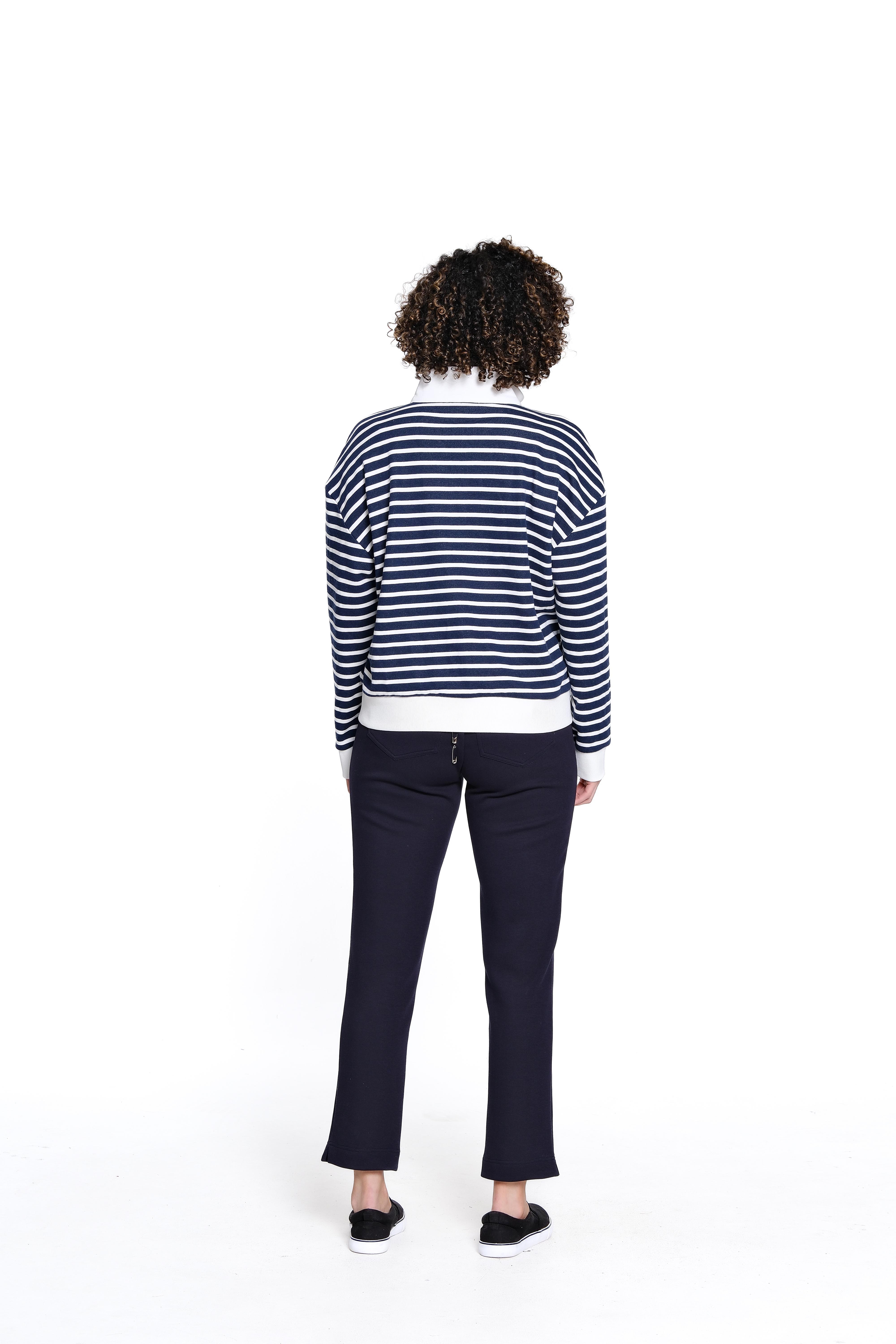 Striped Half Zip Pullover - Navy Stripe