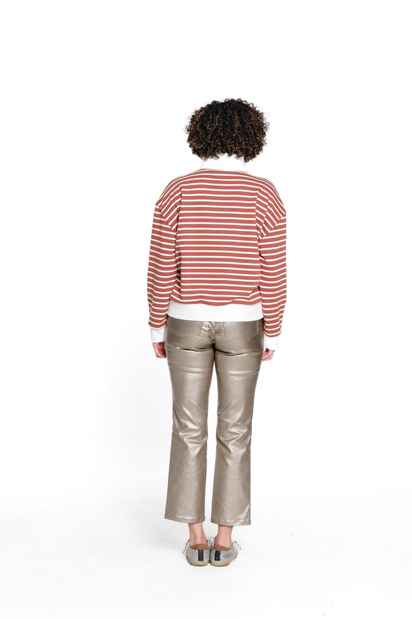 Striped Half Zip Pullover - Rust Stripe