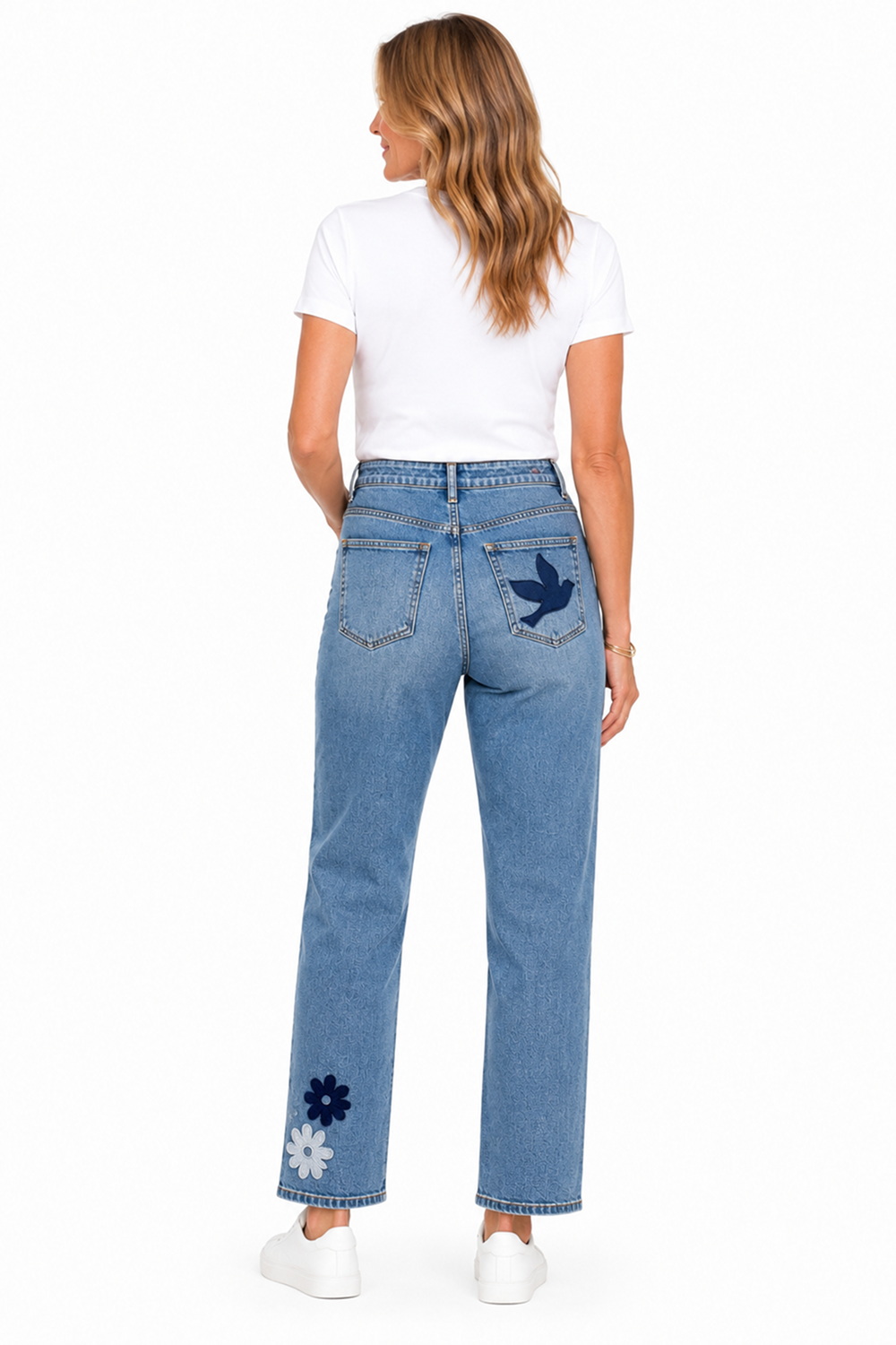Ocean Air Wash Applique Straight Leg Jean