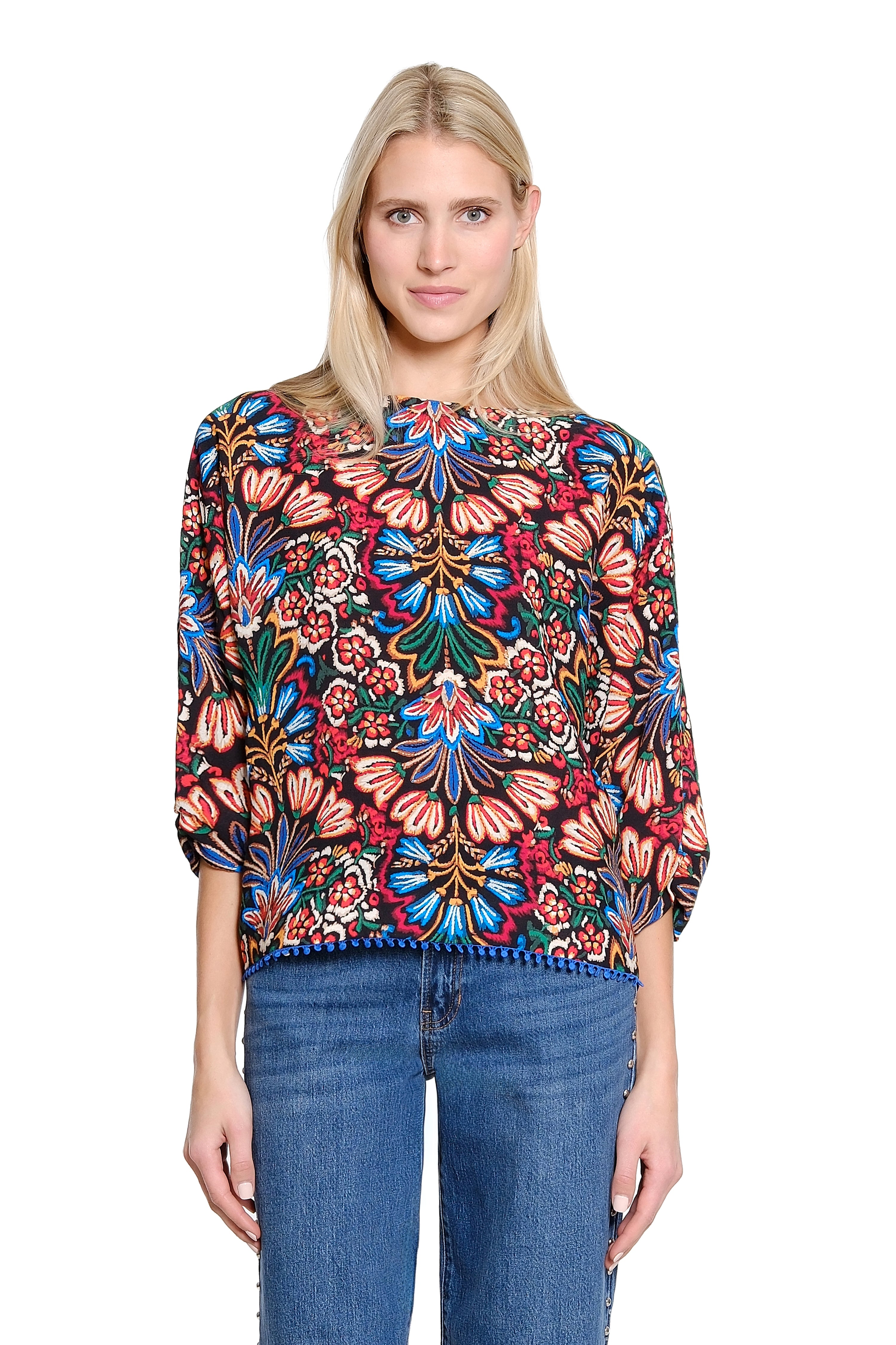 Twist Sleeve Print Top - Multi