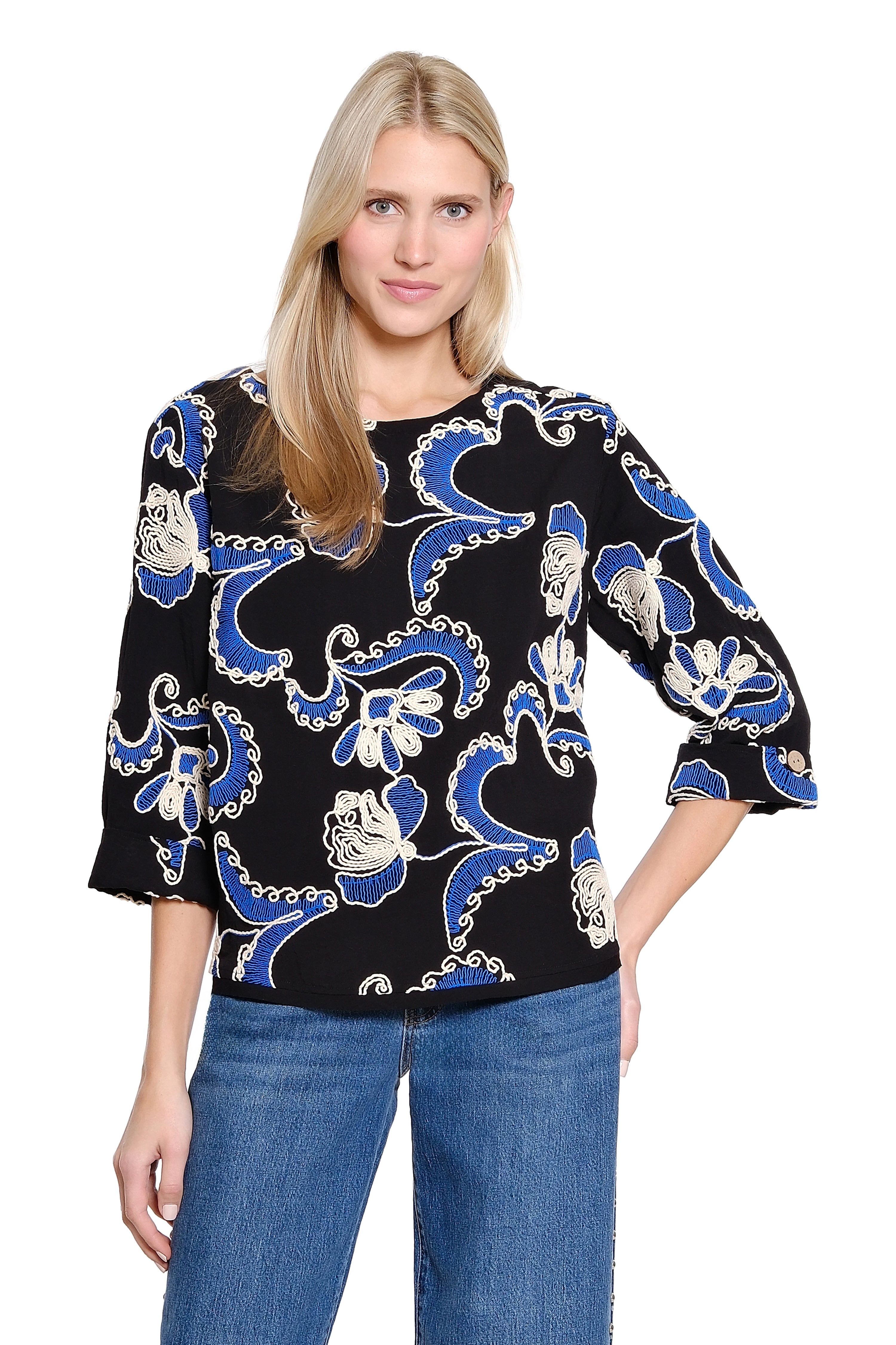 Allover Cord Embroidered Boxy Top - Multi