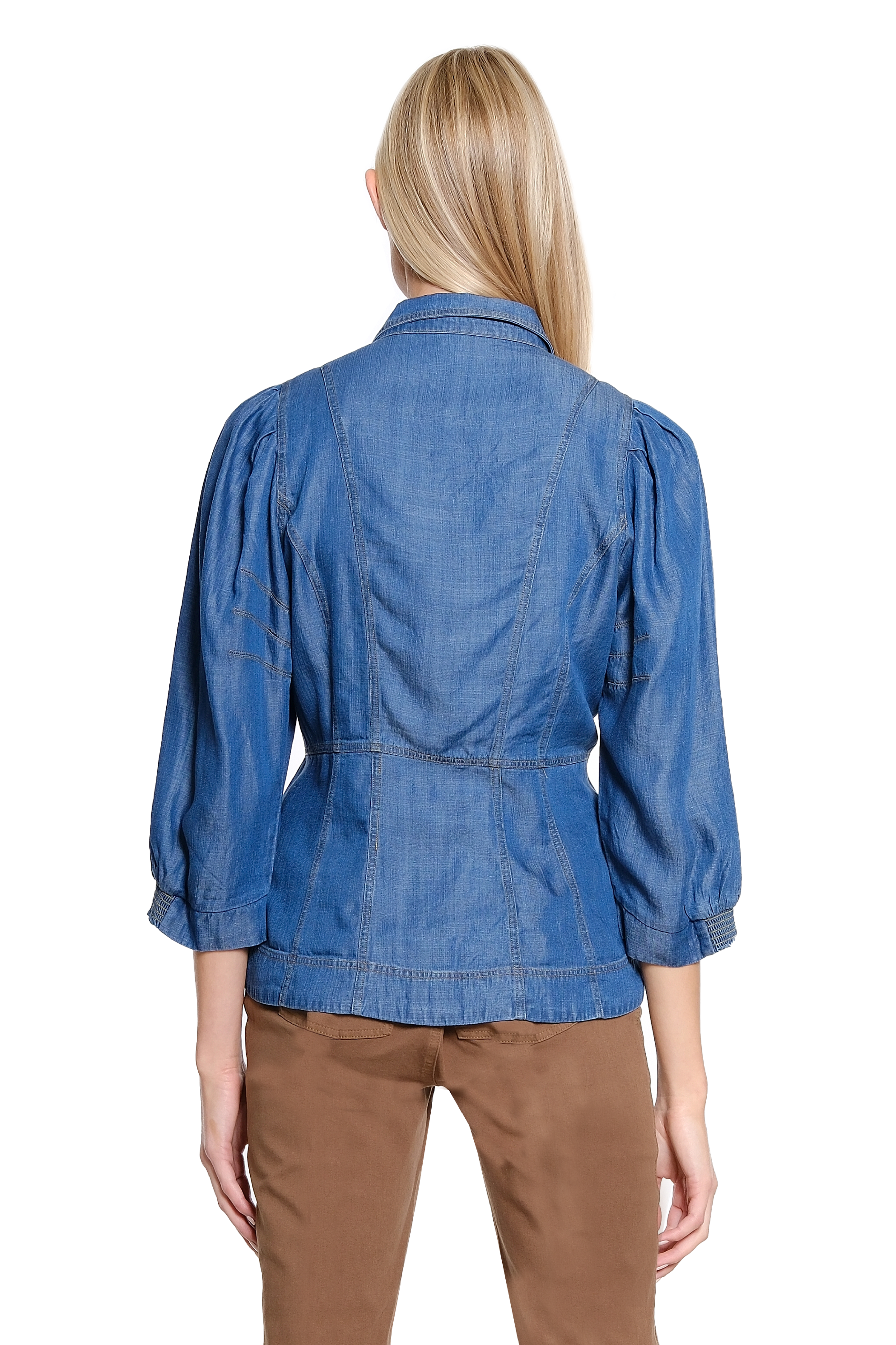 Fitted Chambray Shirt - Medium Blue